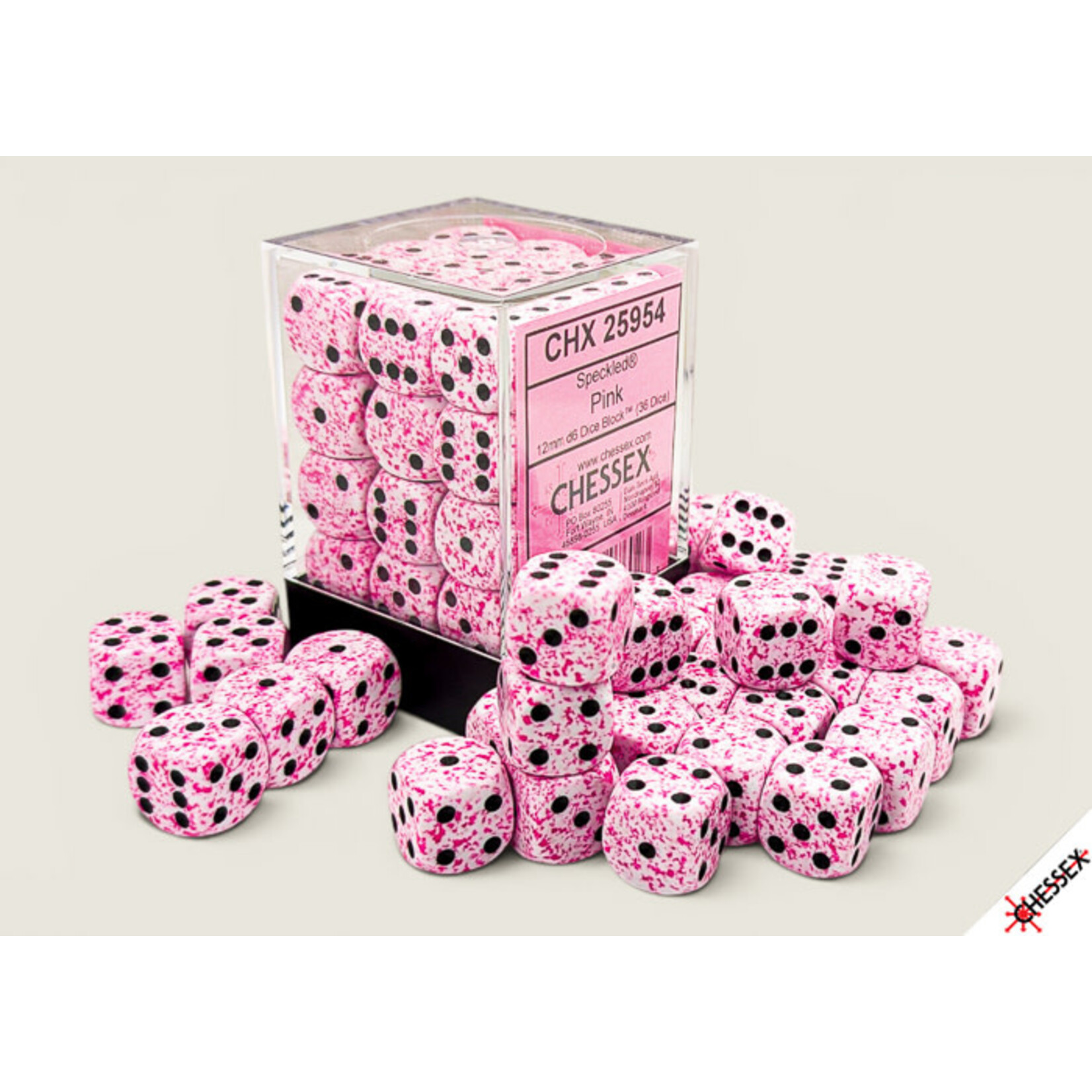 Pink Speckled 12mm D6 Block (36)