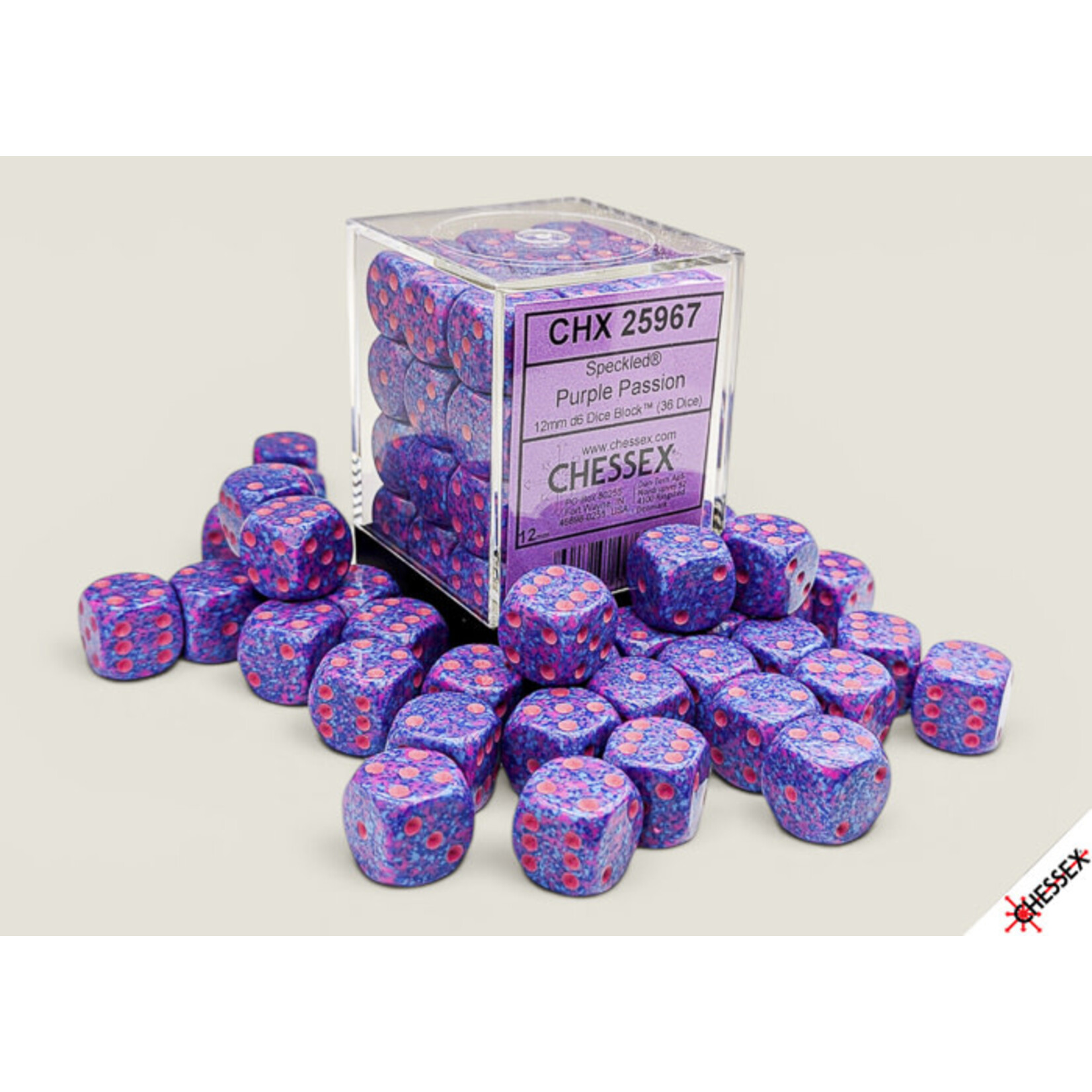 Purple Passion Speckled 12mm D6 Block (36)