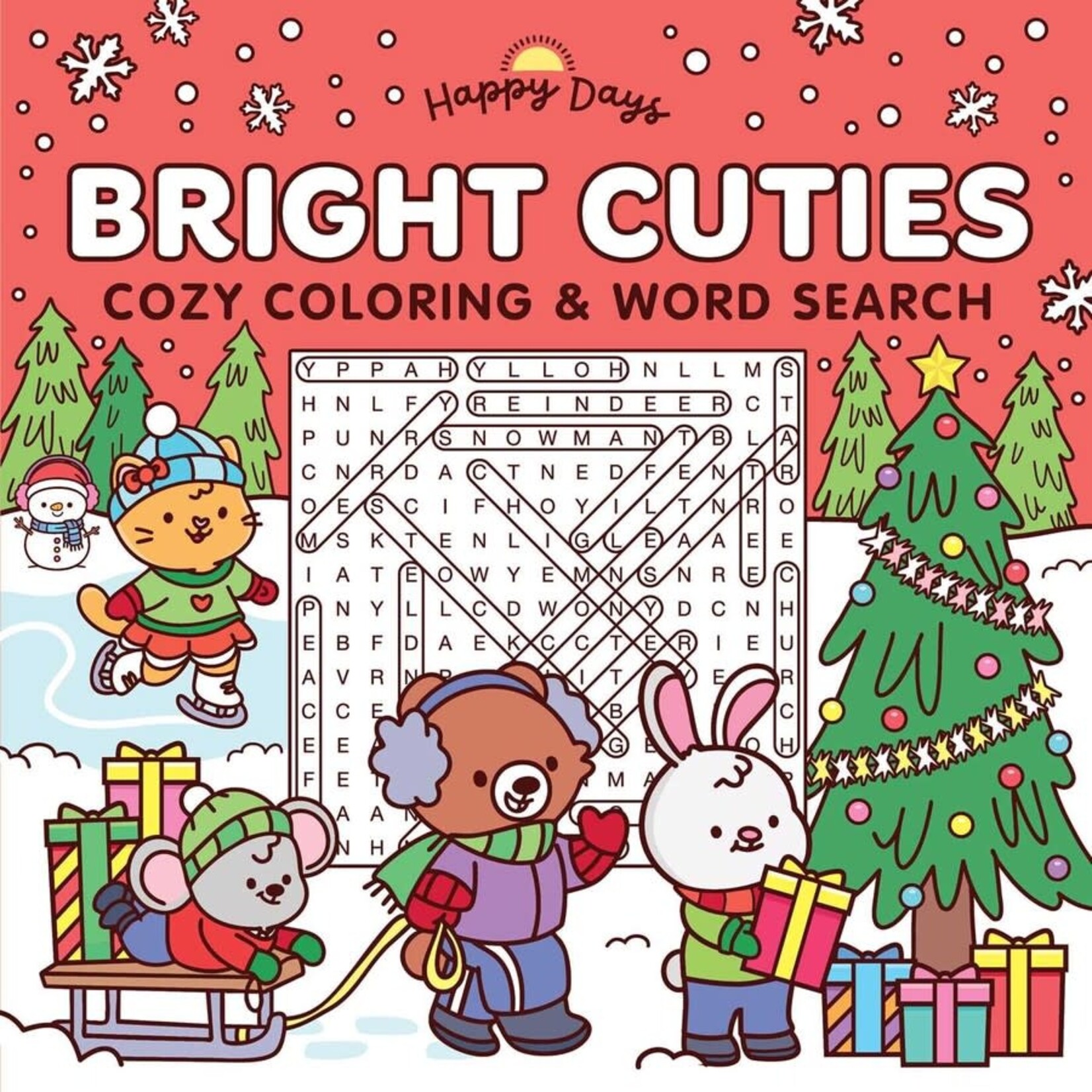 Bright Cuties Christmas Cozy Coloring & Word Search Book