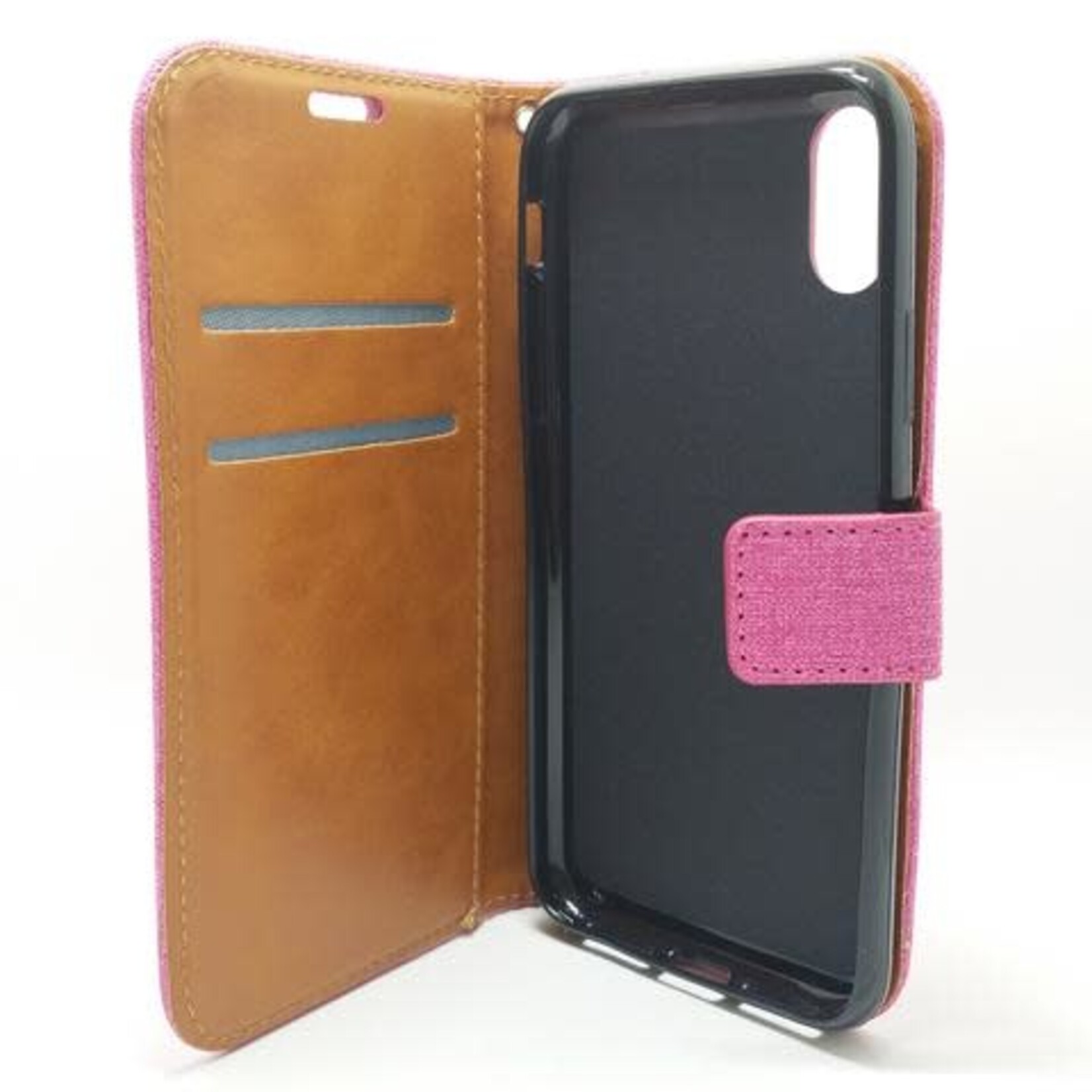 Apple ÉTUI IPHONE X / XS CLOTH LEATHER BOOK STYLE WALLET WITH STRAP