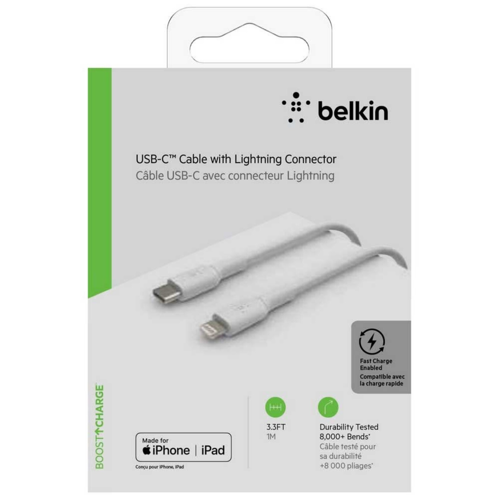 CÂBLE BELKIN BOOST CHARGE - USB C With Lightning Connector