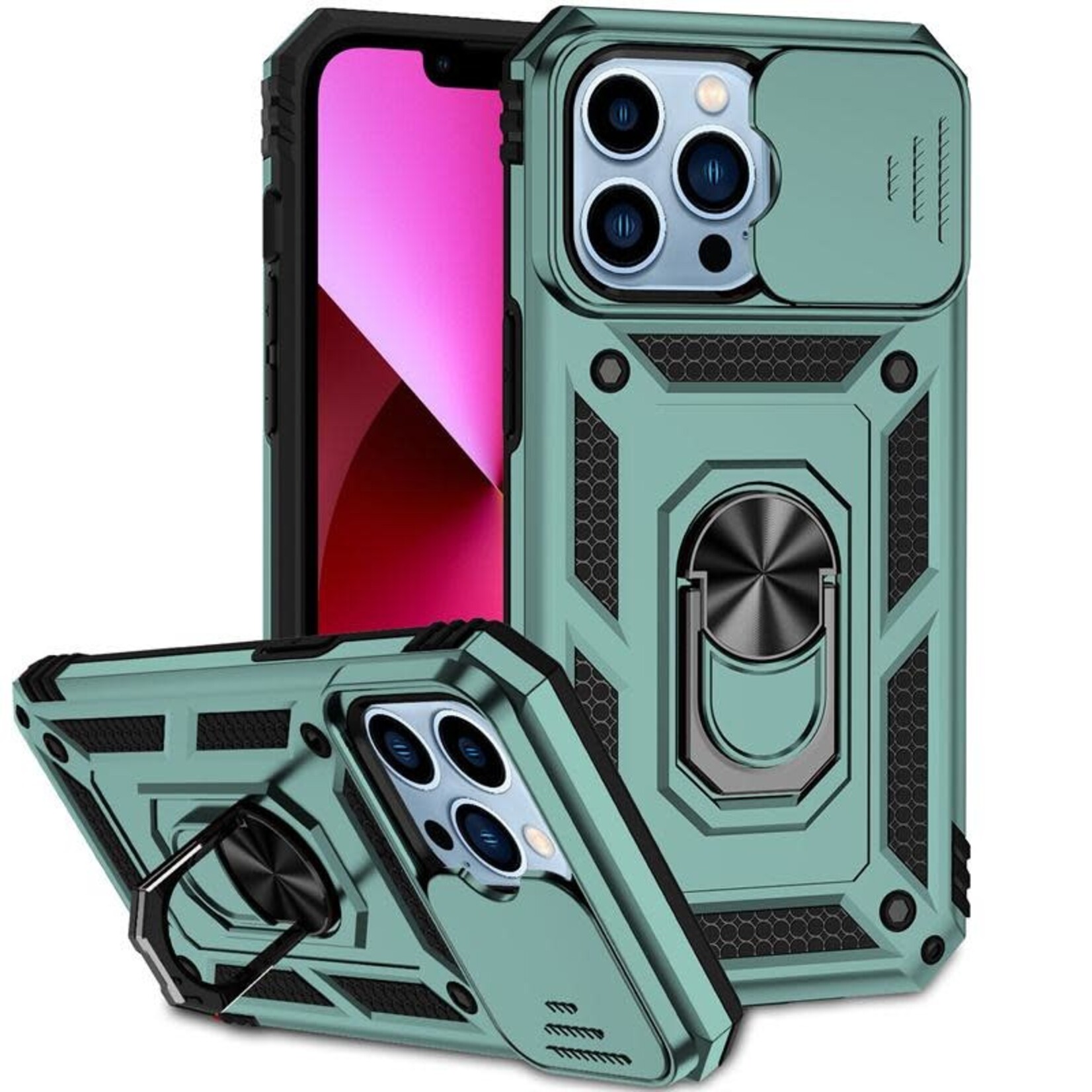 ÉTUI IPHONE 14 Pro Max- TRANSFORMER Magnet Enabled Case with Ring Kickstand