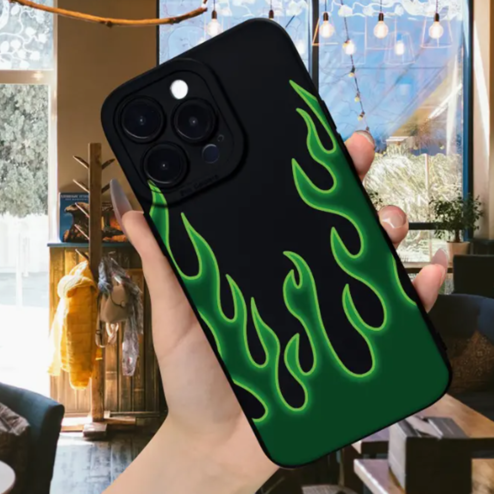 ÉTUI IPHONE 14 - NOIR FEUX VERT
