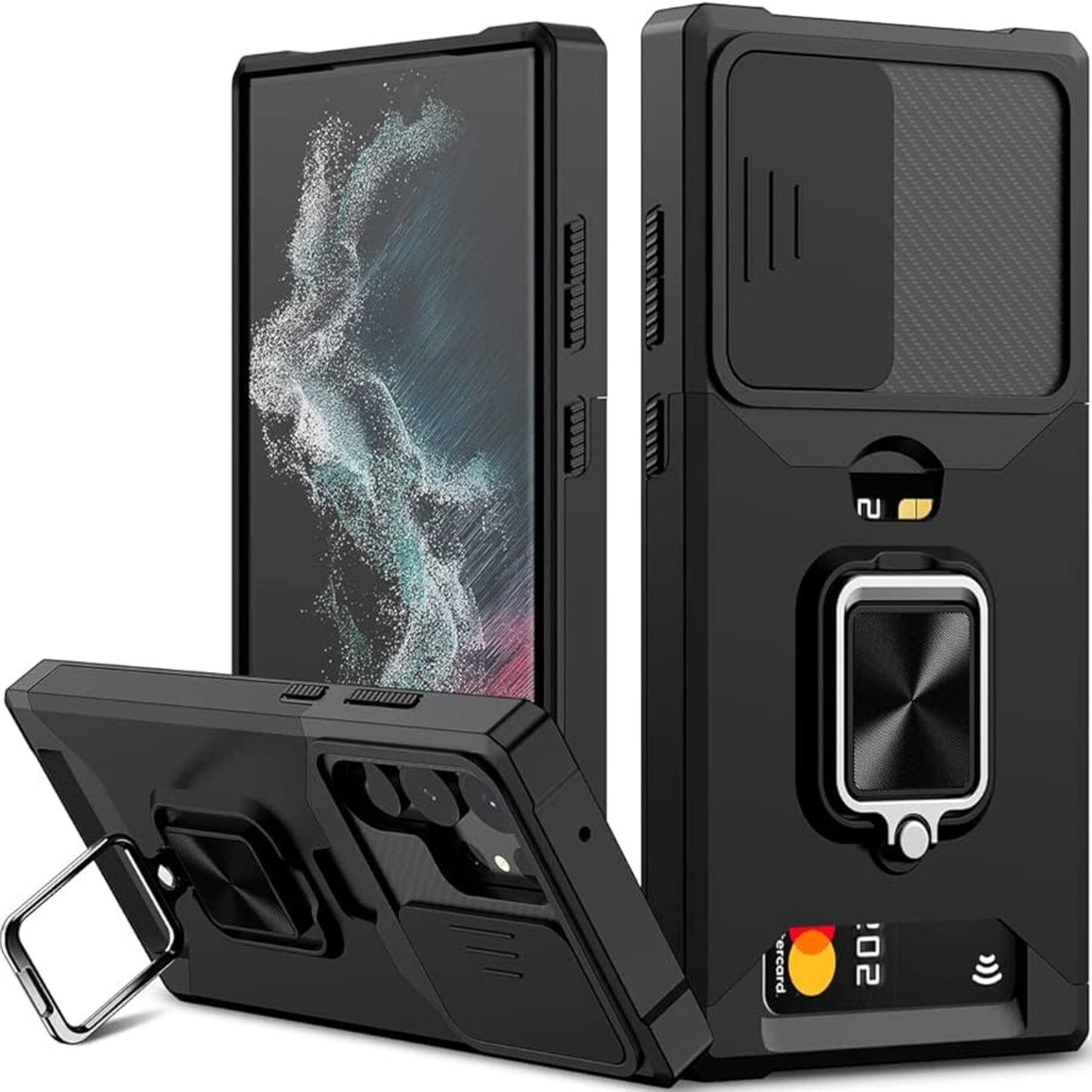 Étui Samsung S23 PLUS - Secure Card Holder Magnet Enabled With Ring Kickstand