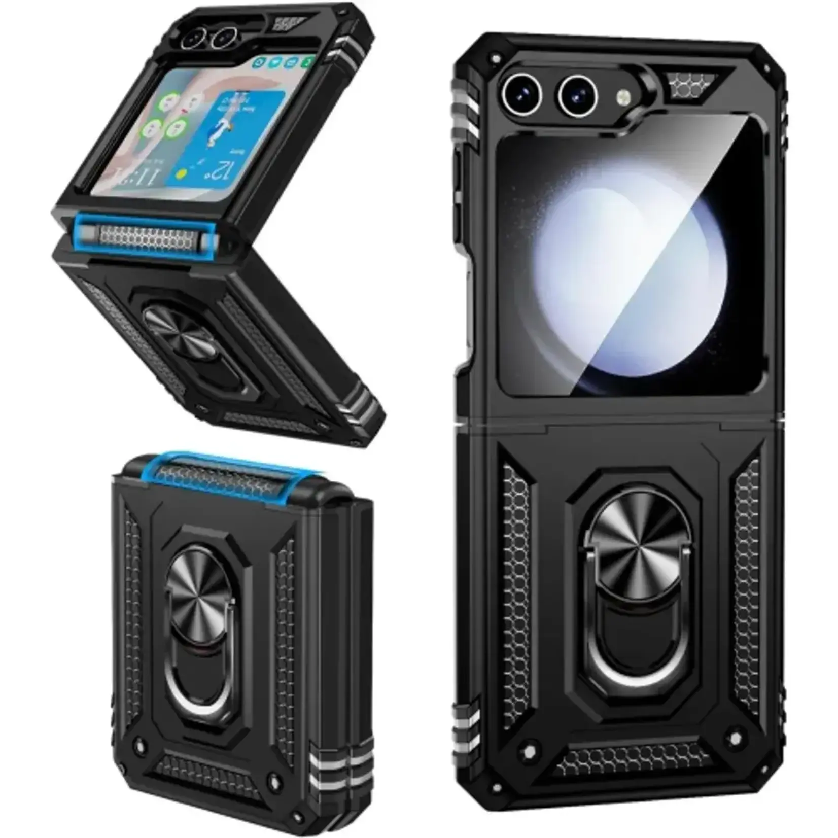 Étui Samsung Z Flip 5 - Transformer Magnet Enabled Case with Ring Kickstand (Black)