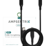 Cable tressé USB-C à lightning 6 pieds Noir