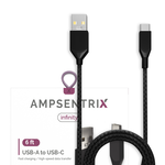 3 ft USB Type C To USB Type A Cable (AmpSentrix) (Alpha) (Black)