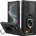 ÉTUI IPHONE 16 PLUS - Secure Card Holder Magnet Case With Ring Kickstand
