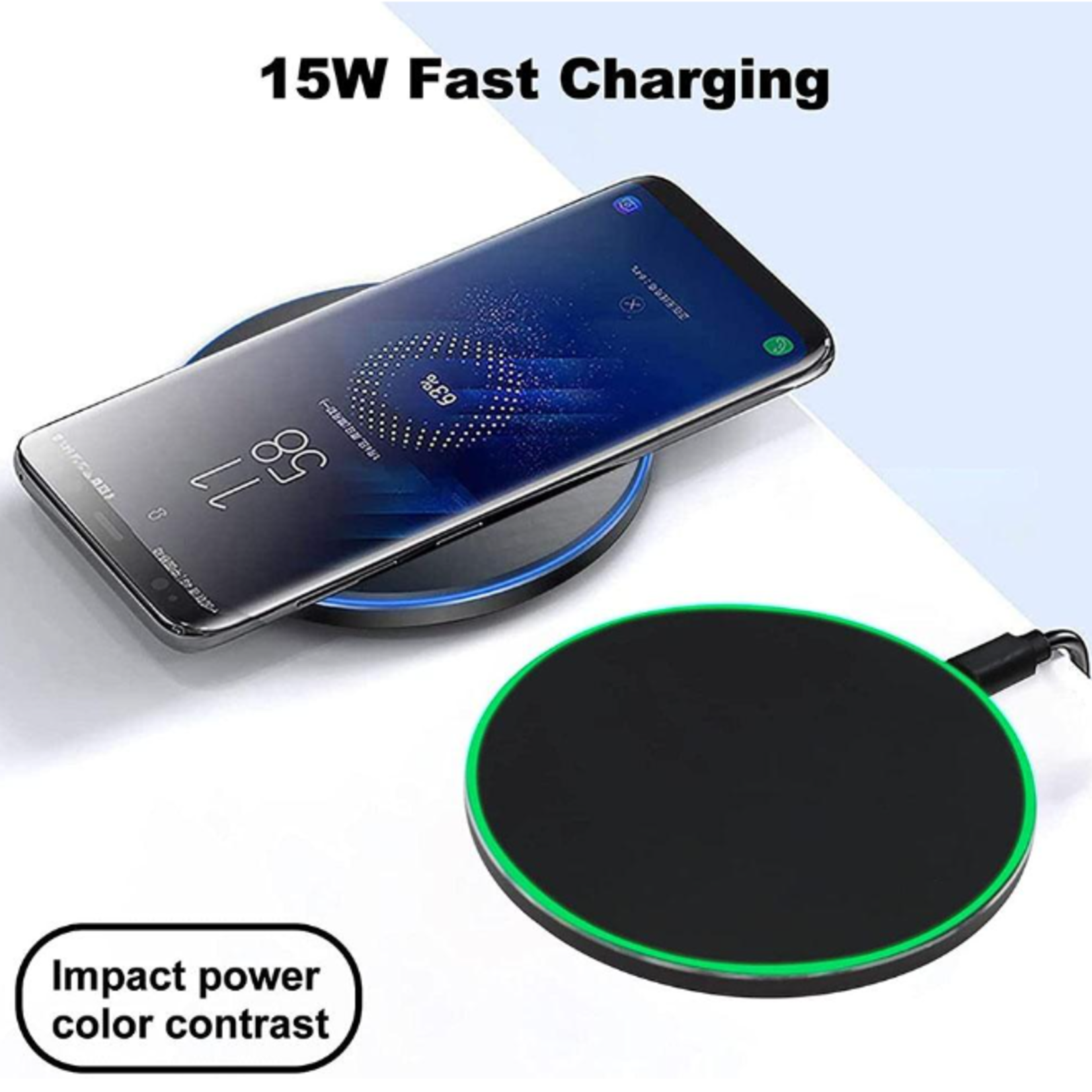 Fast Wireless Charger Pad Wireless  15 W  With USB-C Cable