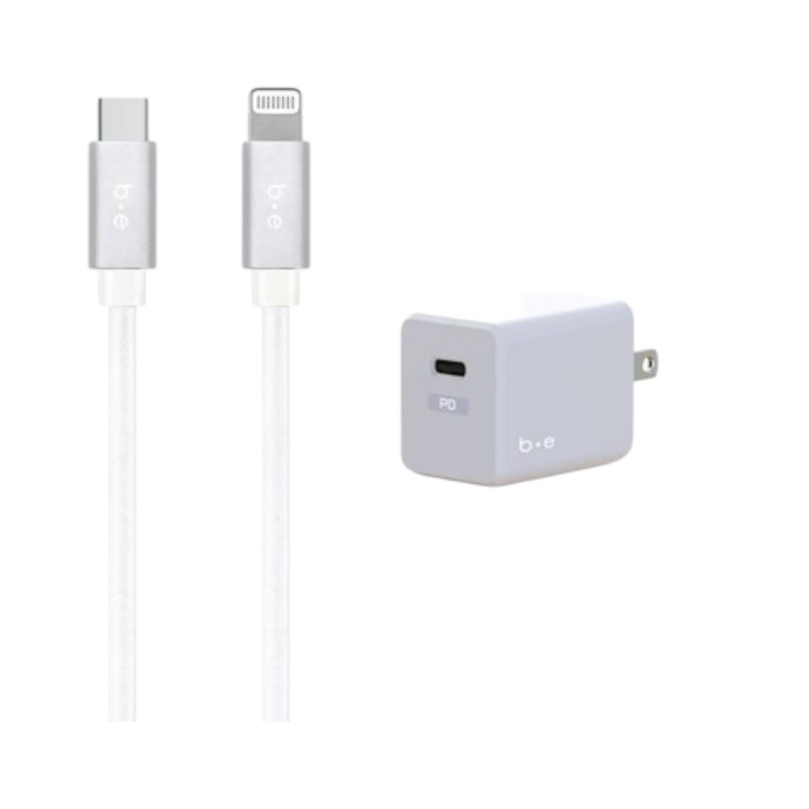 blu element Chargeur Mural USB-C 20W PD avec Câble USB-C Lightning 4 pieds Blanc Blu Element