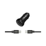 blu element Chargeur de Voiture USB-C Power Delivery 20W + Câble USB-C -) Lightning 4ft Noir Blu Element