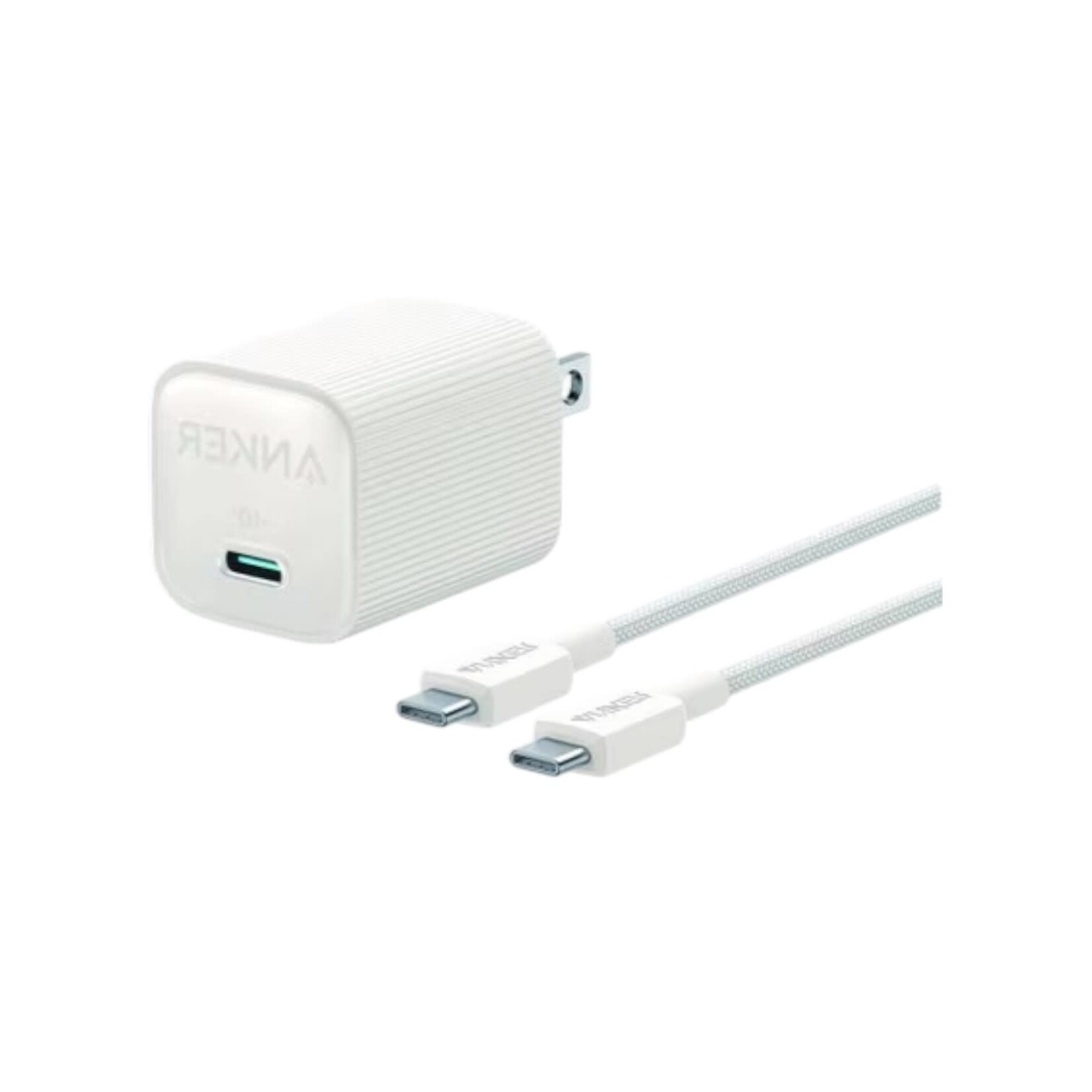 ANKER Chargeur Mural USB-C Nano 30W avec Câble Tressé Eco AKSD C-C de 3 pieds Blanc