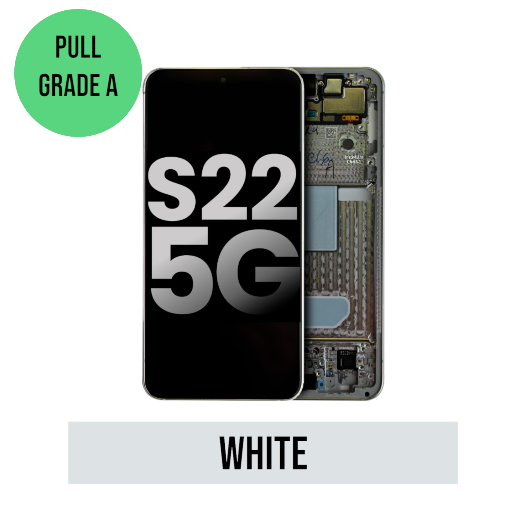 Samsung OLED Assembly With Frame Compatible For Samsung Galaxy S22 5G (Used OEM Pull: Grade A) (White)