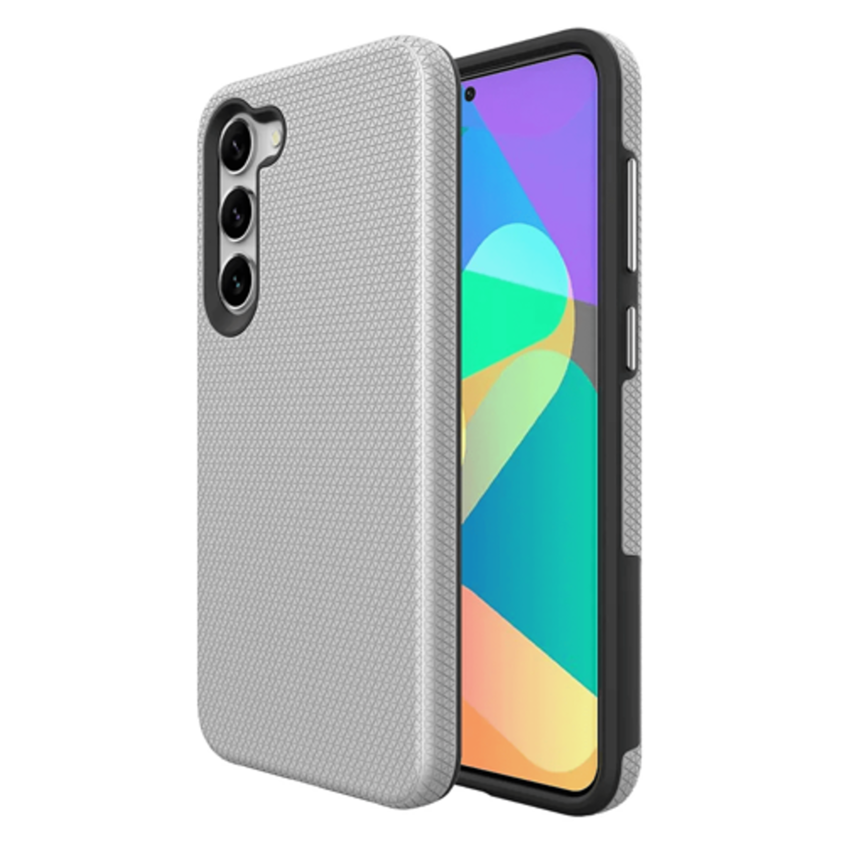 ÉTUI CASE SAMSUNG S22 Triangle Shockproof Case with Anti Slip Grains - SILVER