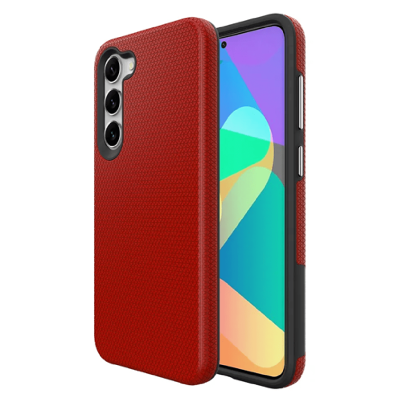ÉTUI CASE SAMSUNG S22 Triangle Shockproof Case with Anti Slip Grains - RED