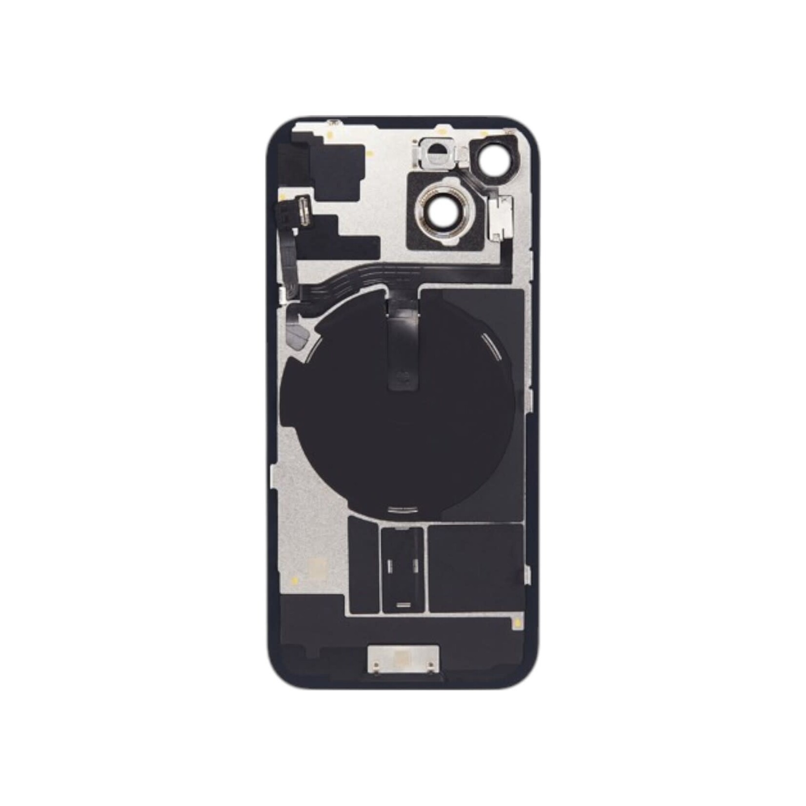 Apple Back Glass With Steel Plate, Wireless NFC MagSafe Magnet and Flashlight Flex Pre-Installed Compatible for iPhone 15 – Midnight