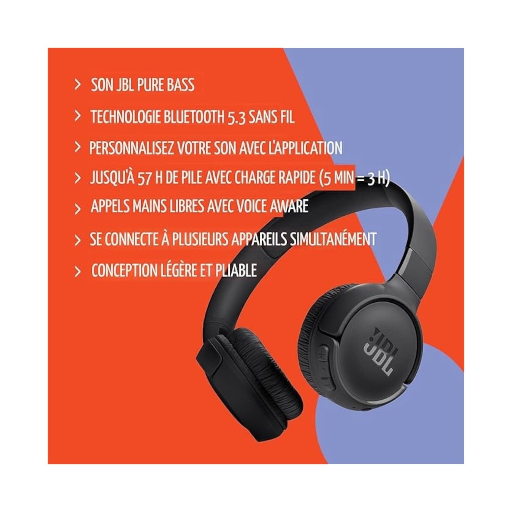 JBL Tune 520BT Casque supra-auriculaire sans fil