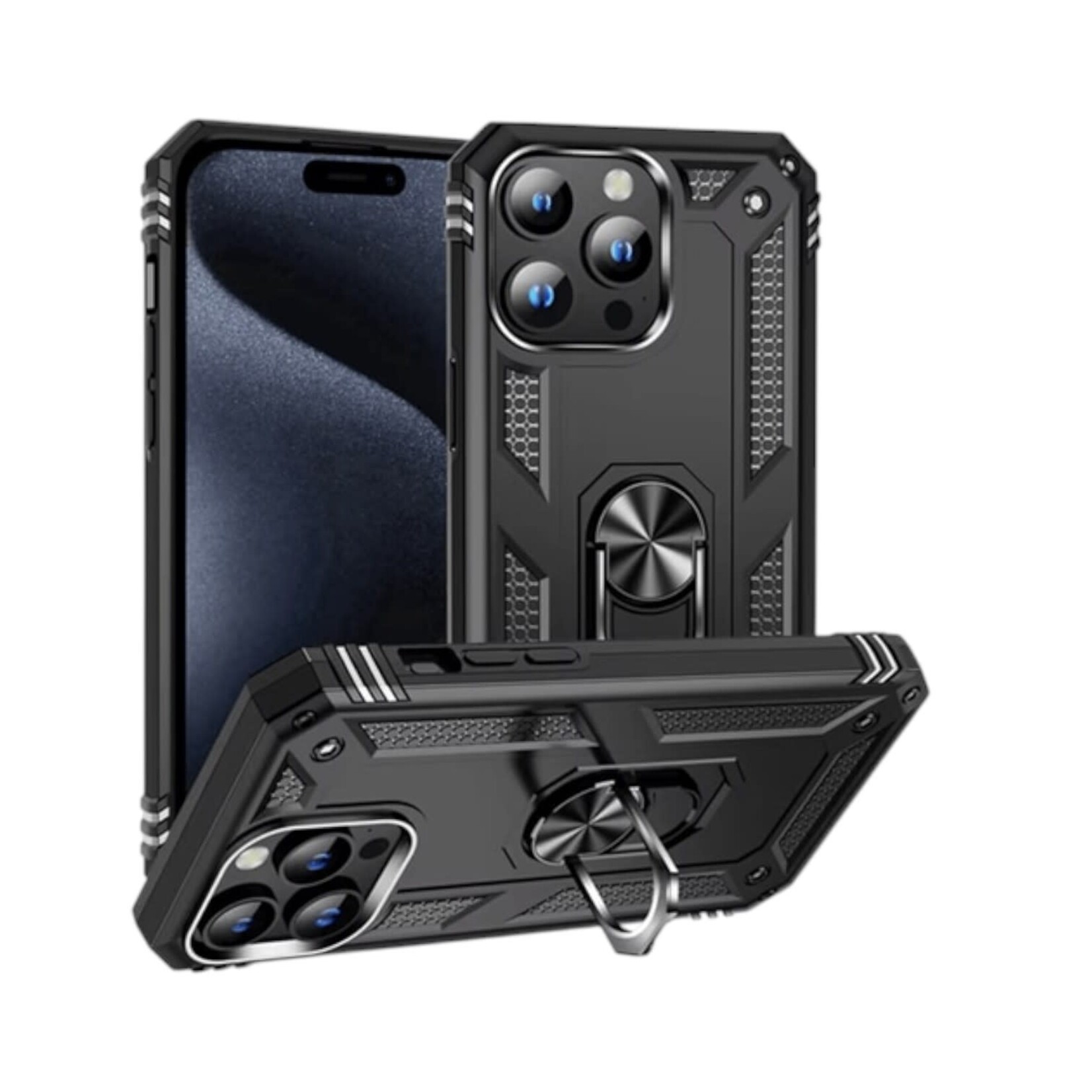 ÉTUI CASE IPHONE 16 PRO MAX - Armor Hybrid Military Case with Ring Kickstand