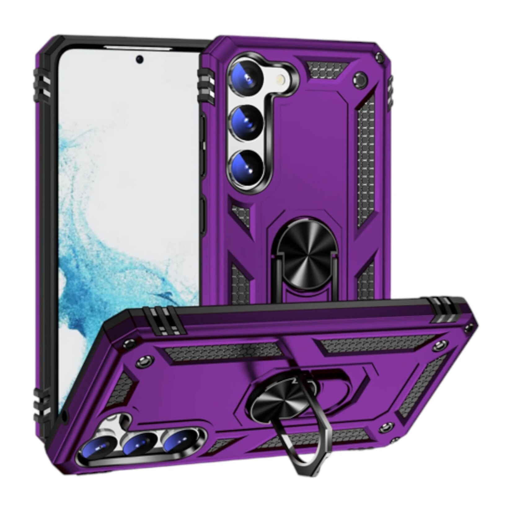 ÉTUI SAMSUNG S25 / S24 - Armor Hybrid Military Case with Ring Kickstand