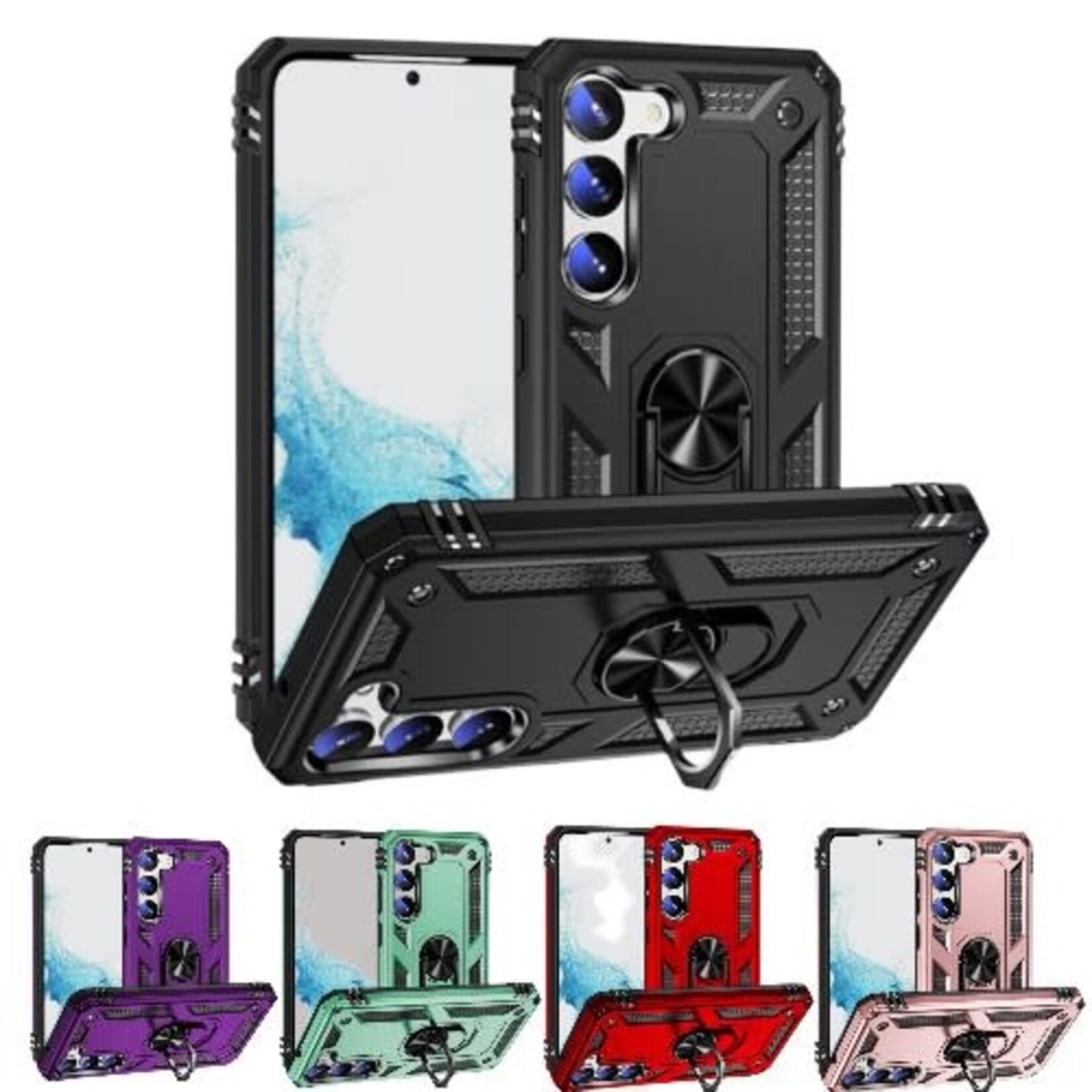 ÉTUI SAMSUNG S25 / S24 - Armor Hybrid Military Case with Ring Kickstand