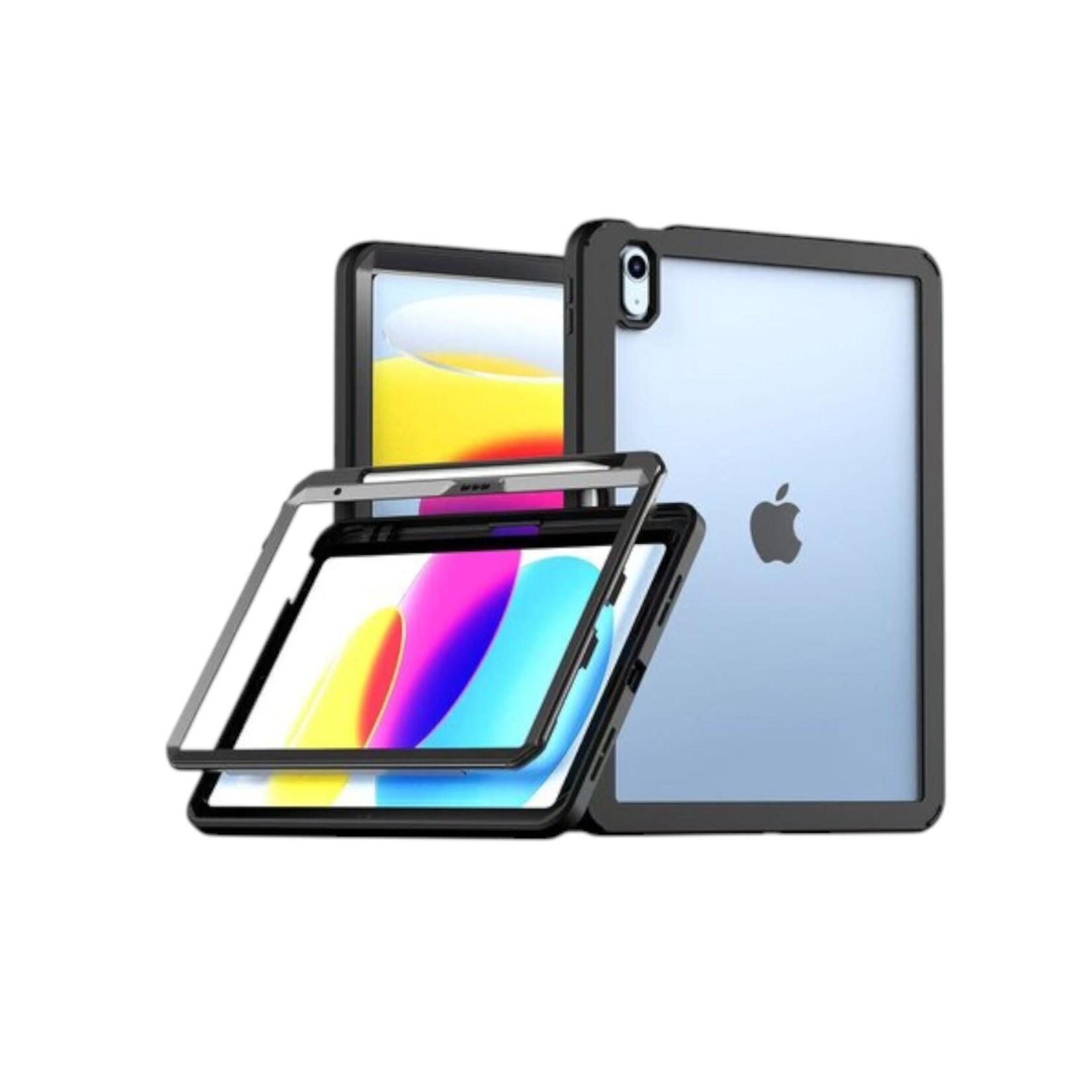 Étui Robuste avec Dos Clear Noir pour iPad 11 2025 (11e Gén)/iPad 10.9 2022 (10e Gén)