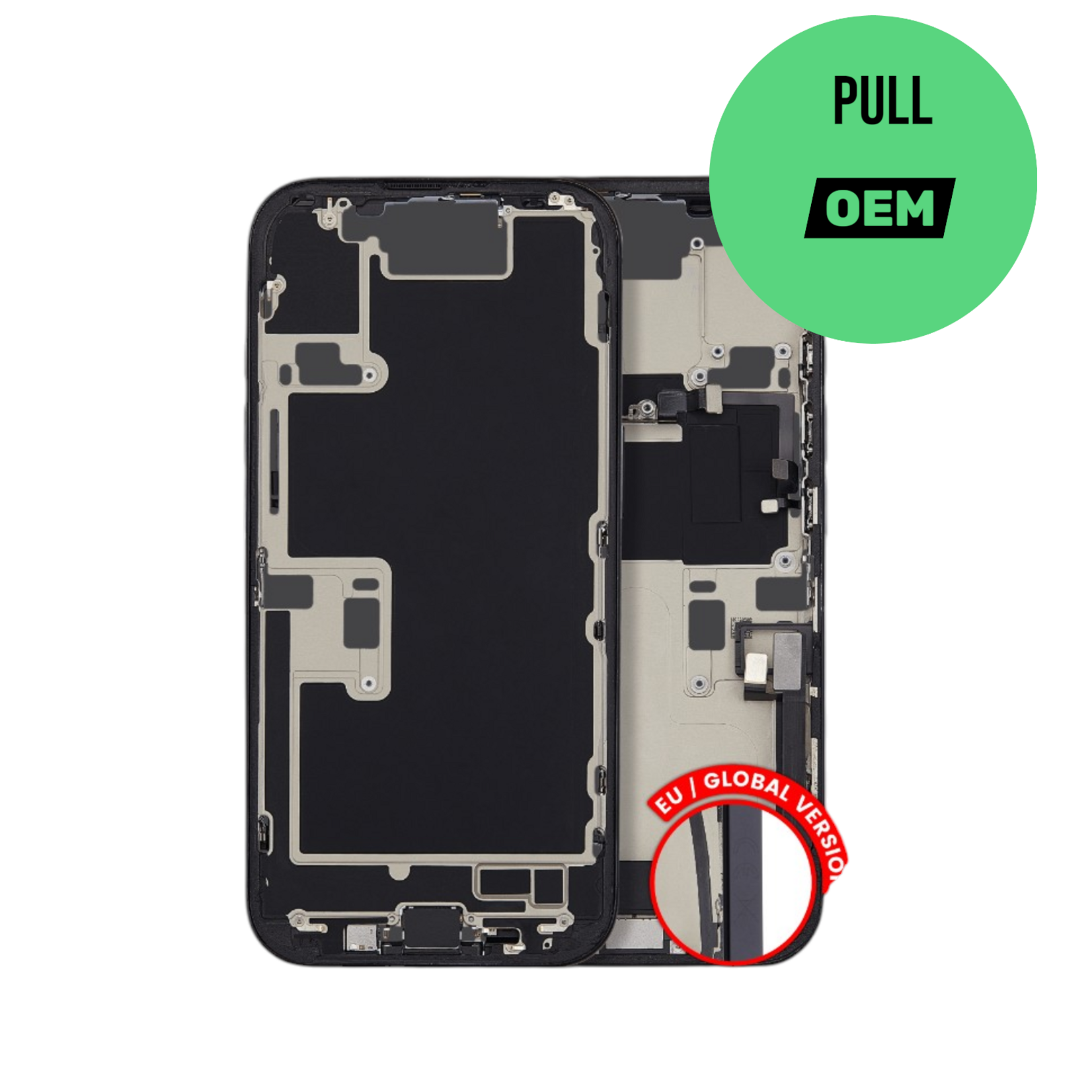 Apple Mid-Frame Housing W/ Charging Port Flex & Small Parts For iPhone 16 Pro (EU / Global Version) (Used OEM Pull) (Black Titanium)