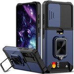 Étui Samsung A13 5G / A32 5G / A04S EUR / A04 EUR -  Secure Card Holder Magnet Enabled Case with Ring Kickstand NAVY