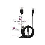 6 ft USB Type C To USB Type A Cable (AmpSentrix) (Infinity) (Black)