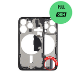 Apple Mid-Frame Housing W/ Charging Port Flex & Small Parts For iPhone 15 Pro (EU / Global Version) (Used OEM Pull: Grade B) (Black Titanium)