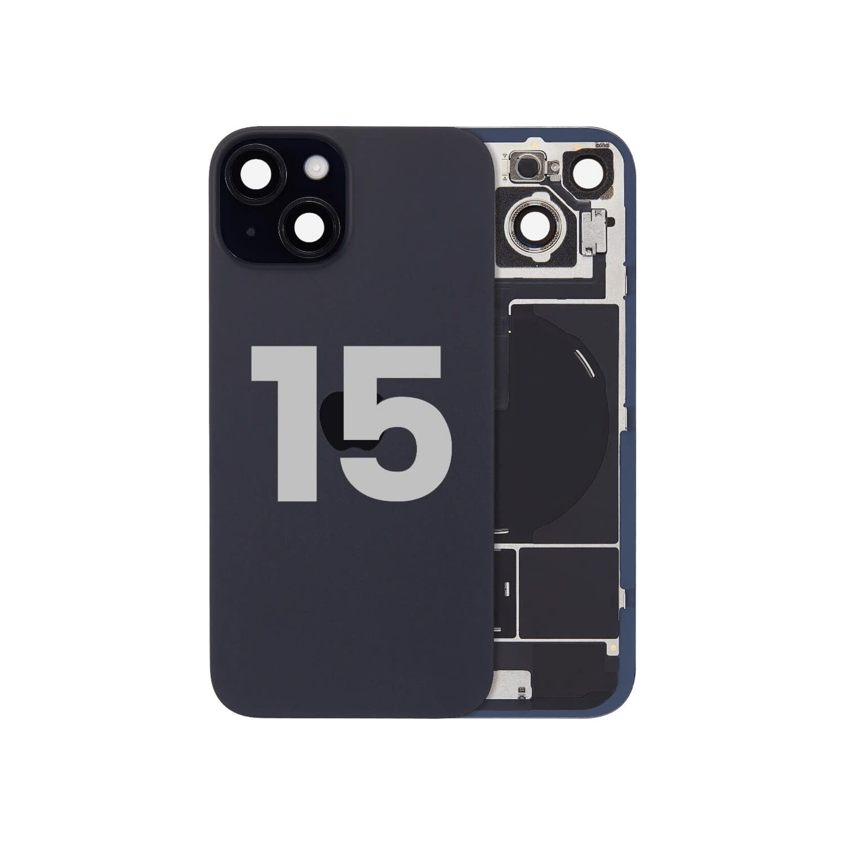 Back Glass w/ MagSafe Magnet & NFC & Flashlight Flex For iPhone 15 (Used OEM Pull: Grade B) (Black)