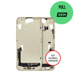 Apple Mid-Frame Housing W/ Charging Port Flex & Small Parts For iPhone 15 Plus (EU / Global Version) (Used OEM Pull: Grade C) (Yellow)