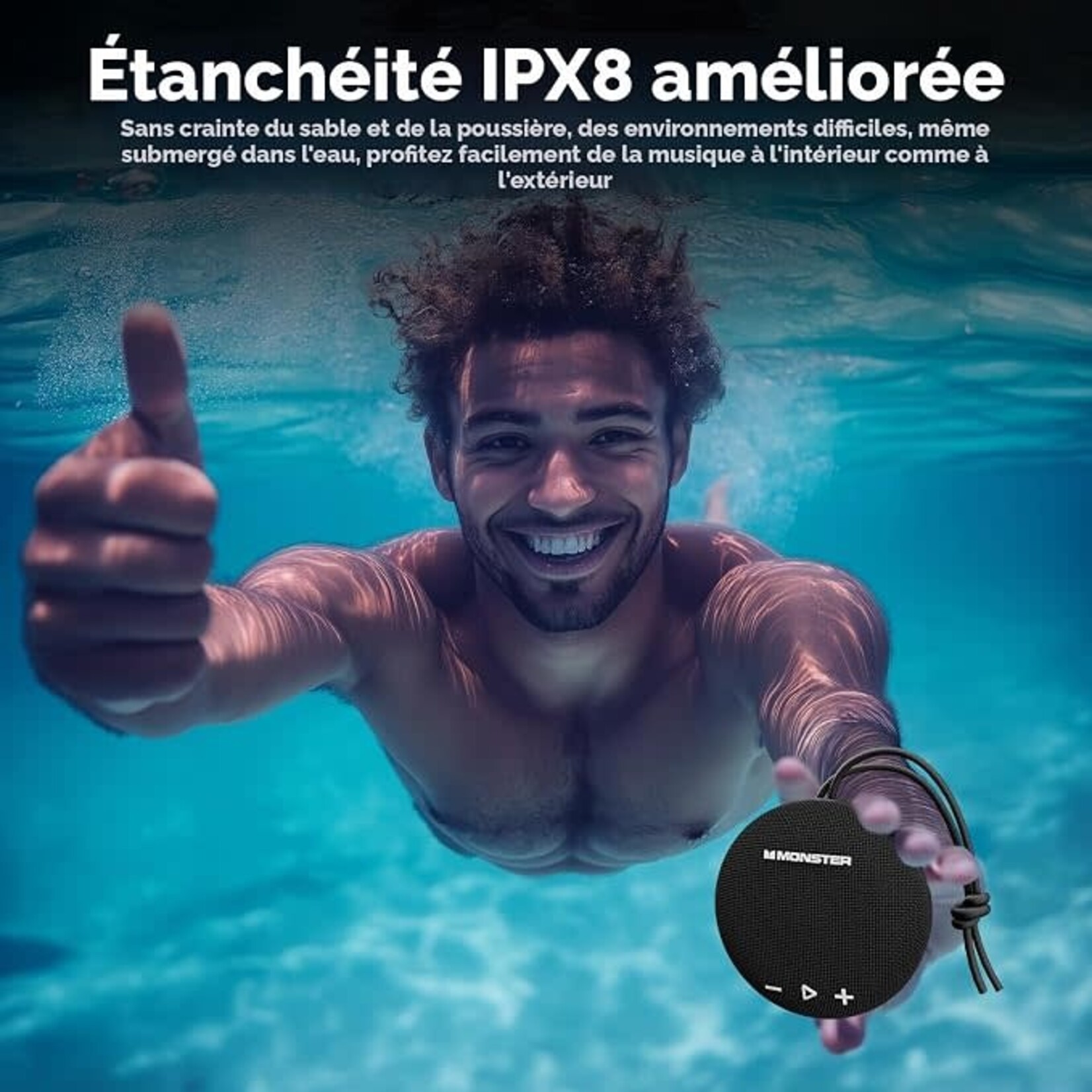 MONSTER Wireless Waterproof Speaker Round One Black