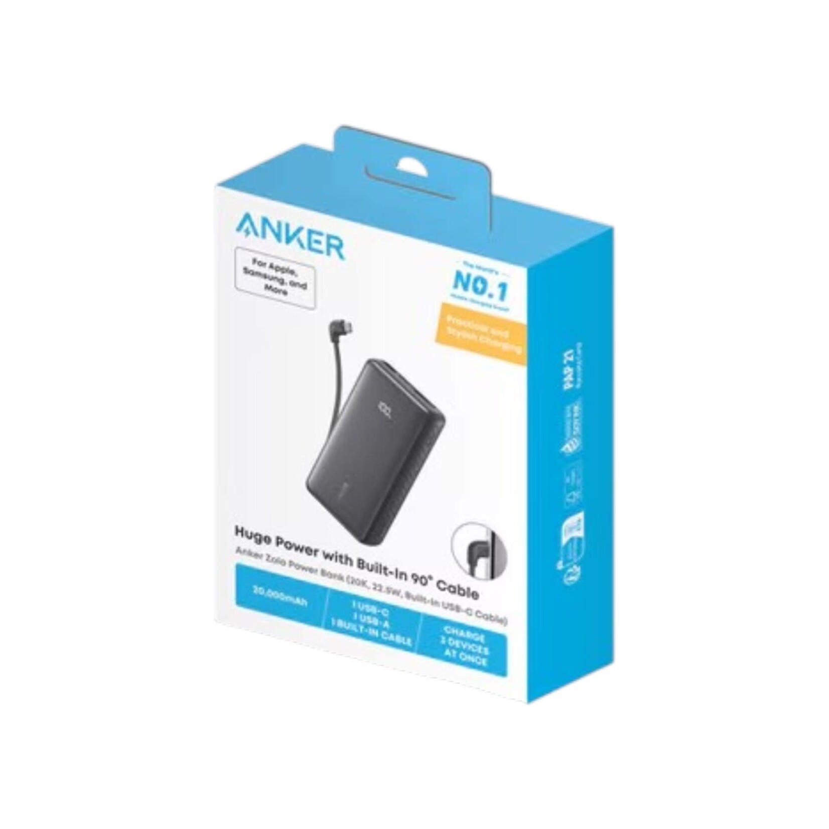 Anker Power Bank 20K avec Câble USB-C Intégré Noir