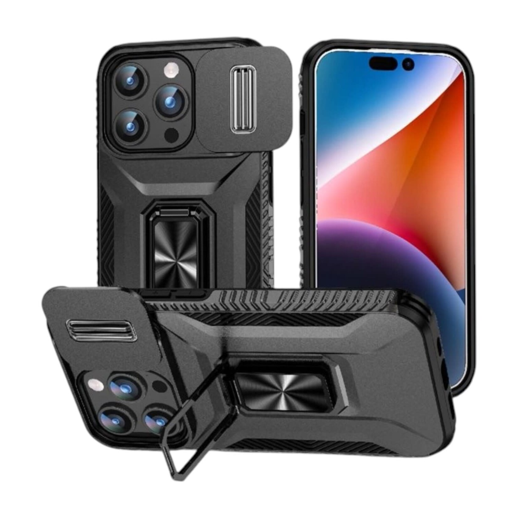 ÉTUI CASE IPHONE 12 / 12 PRO -  Secure Card Holder Magnet Enabled  Ring Kickstand