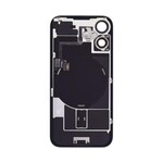 Back Glass With Steel Plate, Wireless NFC MagSafe Magnet and Flashlight Flex Pre-Installed Compatible for iPhone 16 - Black