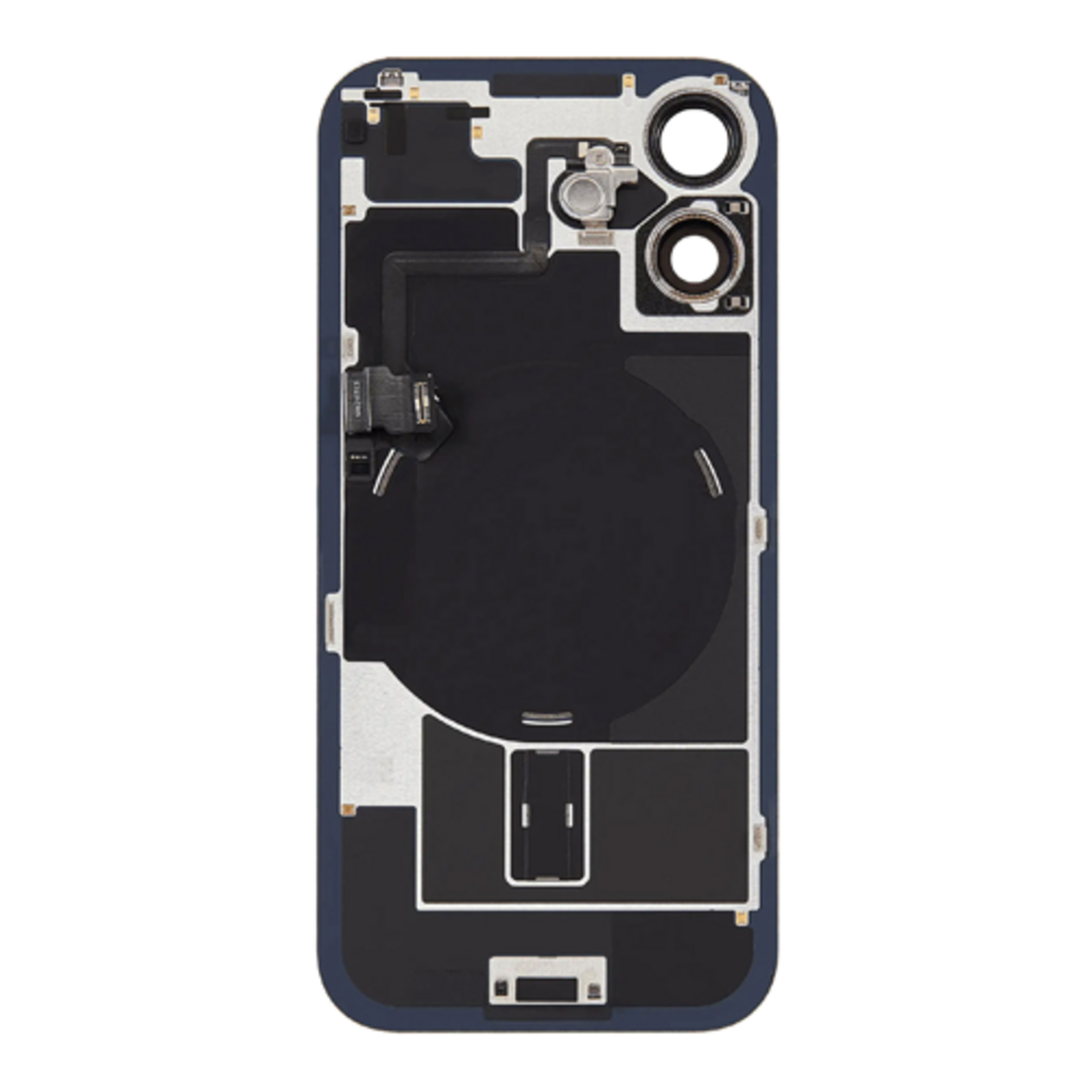 Back Glass With Steel Plate, Wireless NFC MagSafe Magnet and Flashlight Flex Pre-Installed Compatible for iPhone 17 - Black