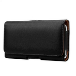 Universal Horizontal Leather Belt Pouch with Metal Clip for 6.0" - Black