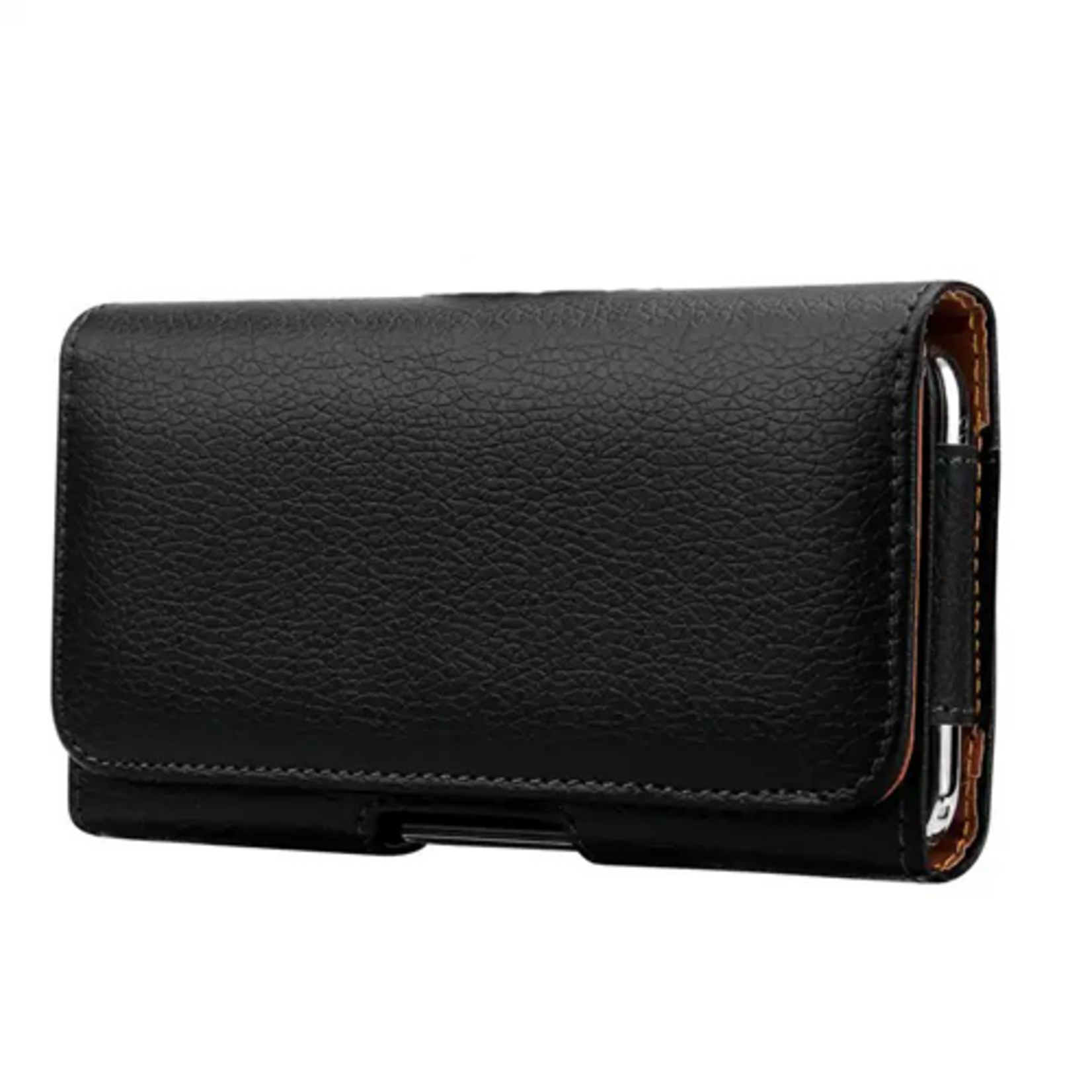 Universal Horizontal Leather Belt Pouch with Card Holder Slot for 6.0" - Black
