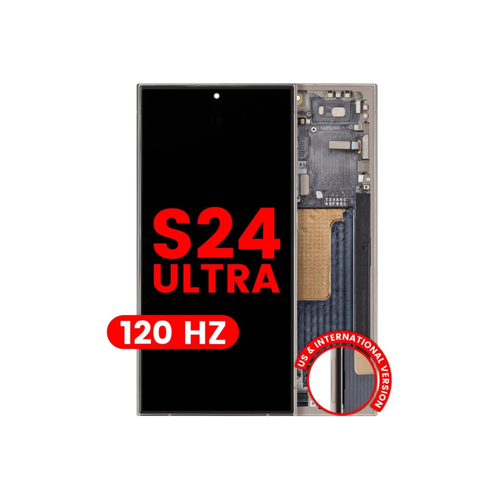 OLED Assembly With Frame For Samsung Galaxy S24 Ultra (US & International Version) (Aftermarket Plus) (120Hz) (Titanium Gray)