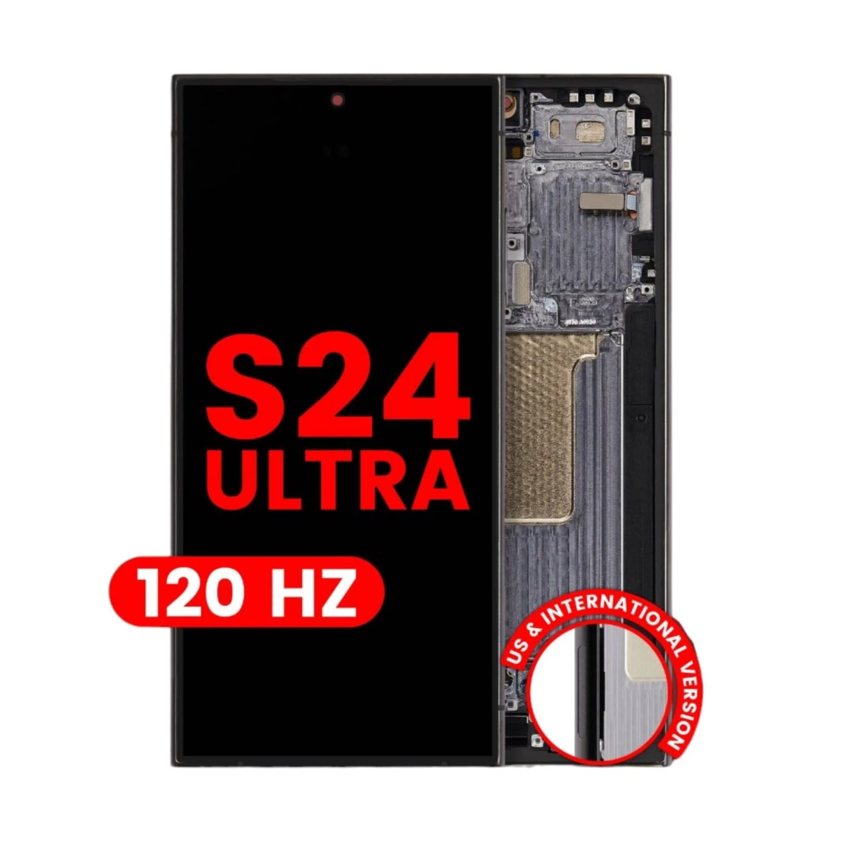 Samsung OLED Assembly With Frame For Samsung Galaxy S24 Ultra (US & International Version) (Aftermarket Plus) (120Hz) (Titanium Black) LCD