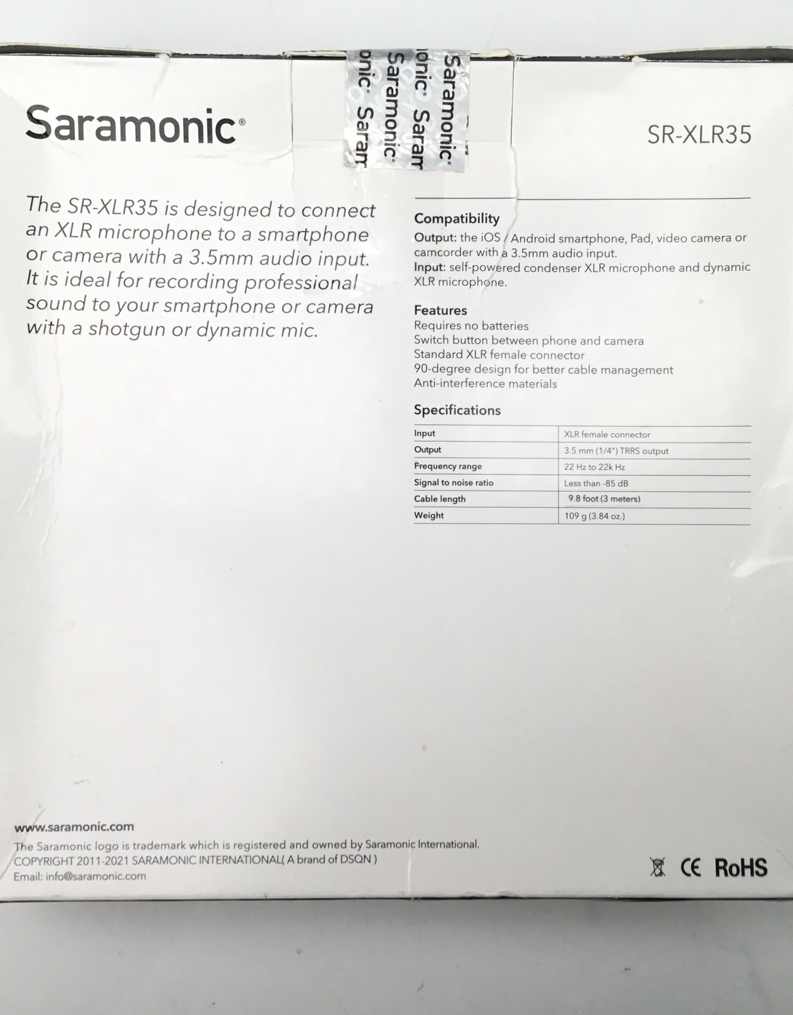Saramonic SR-XLR35D Female XLR to 3.5mm Out DEMO