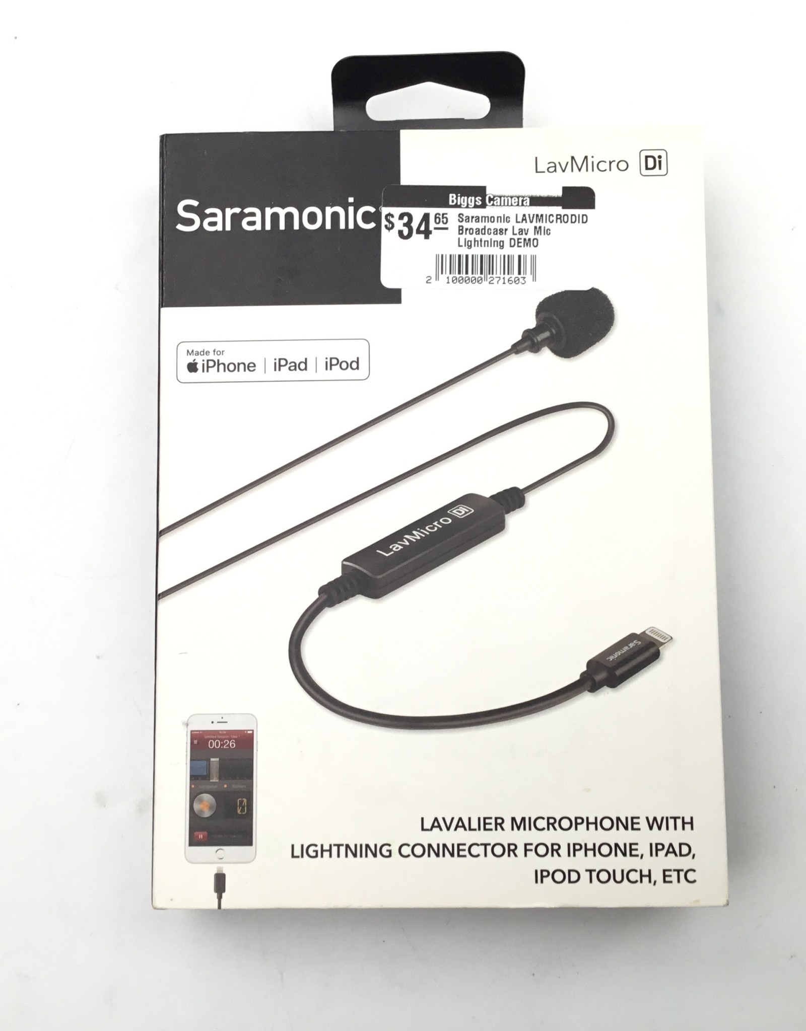 Saramonic LAVMICRODID Broadcasr Lav Mic Lightning DEMO
