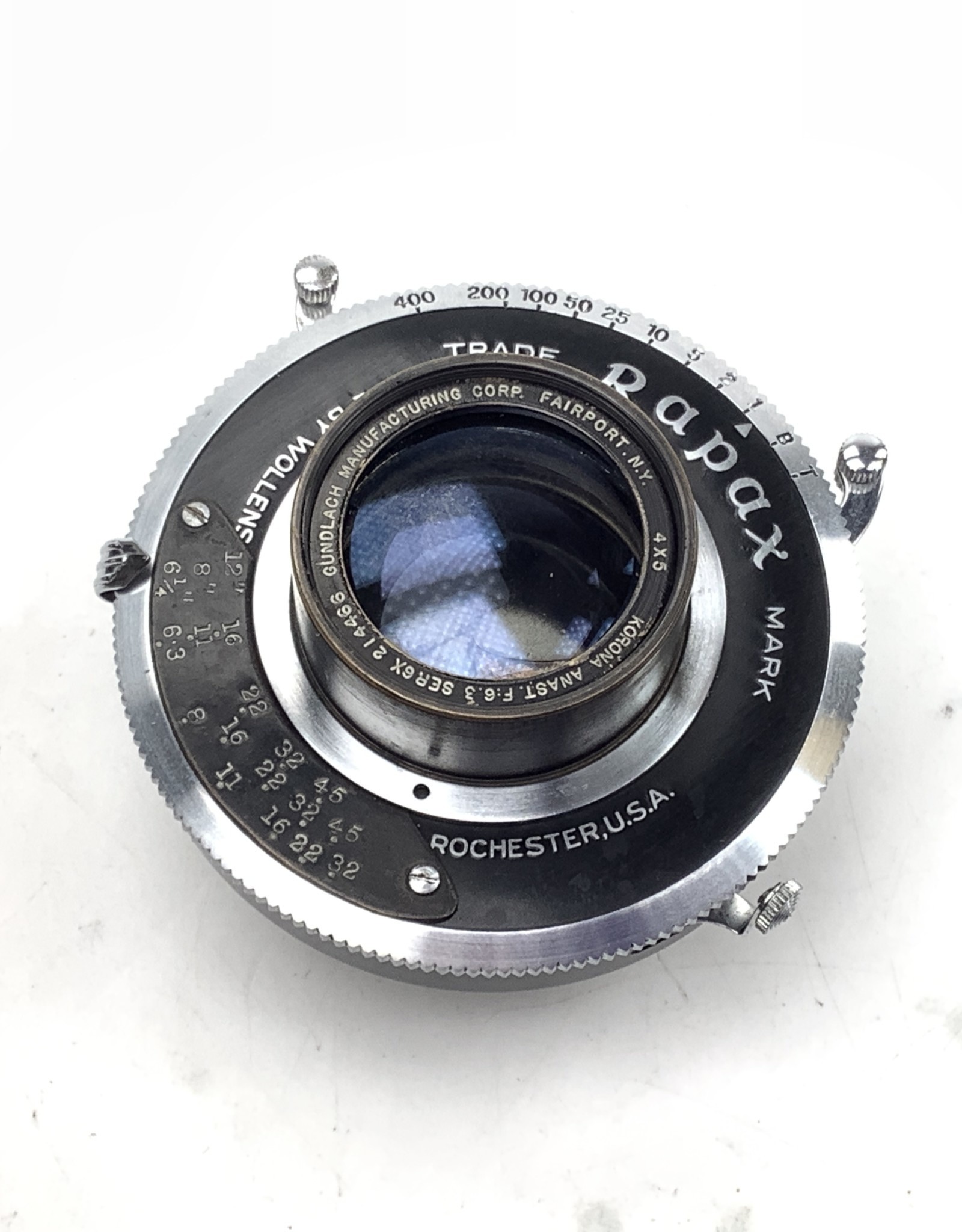 Gundlach 8 Inch f6.3 Lens in Rapax Shutter Used Fair