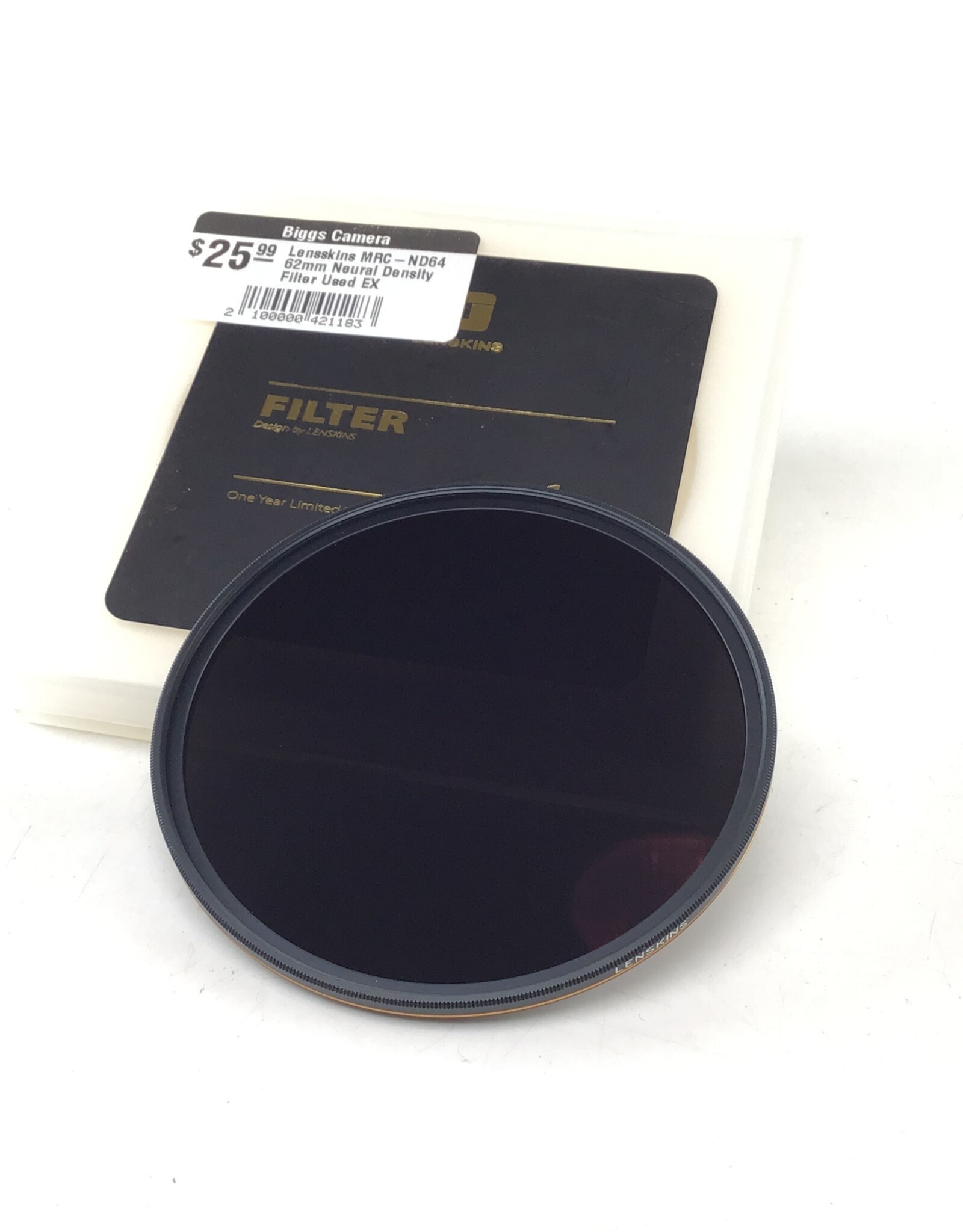 Lenskins MRC-ND64 62mm Neural Density Filter Used EX