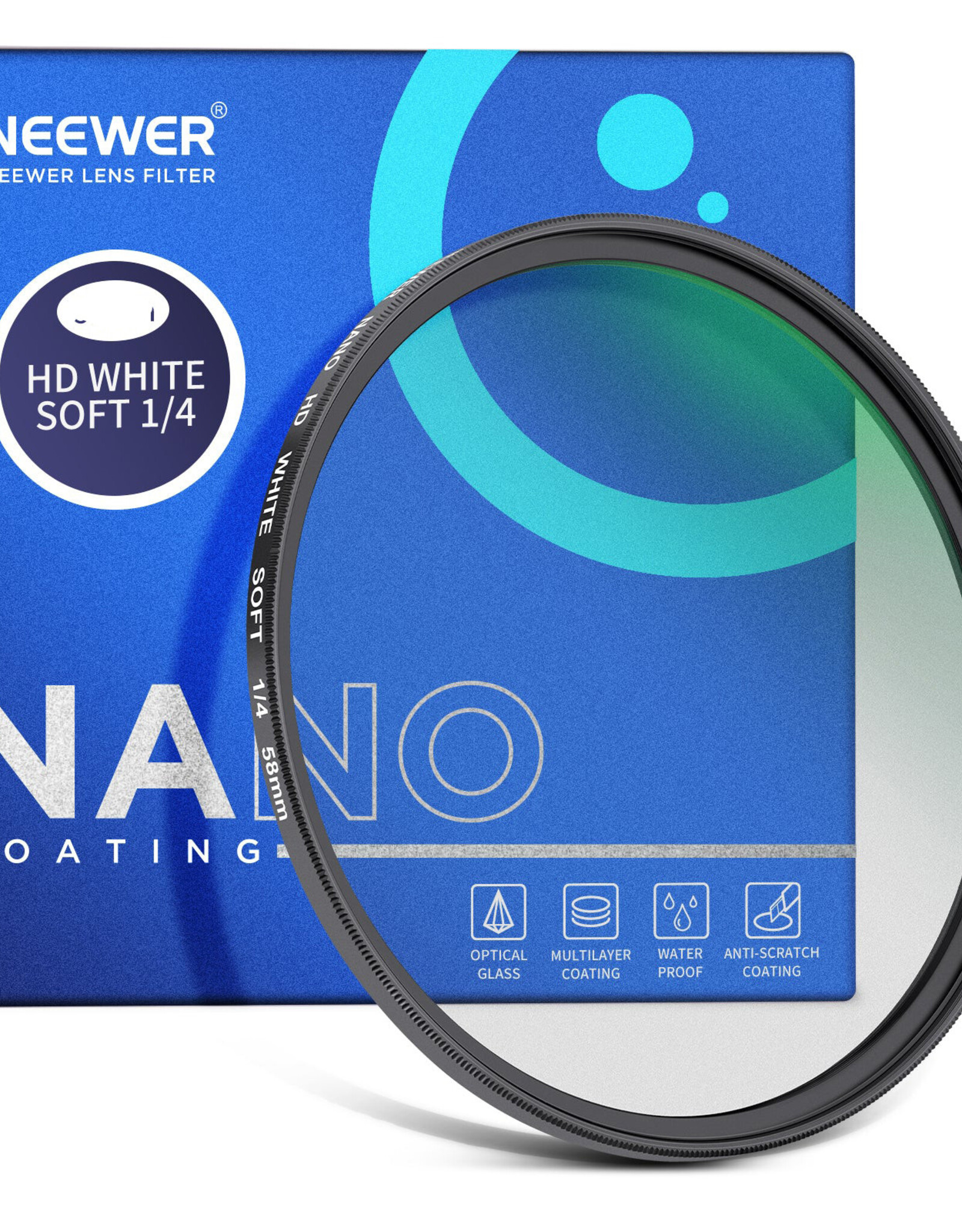 Neewer NEEWER Soft White Diffusion 1/4 Filter 62mm CLOSEOUT