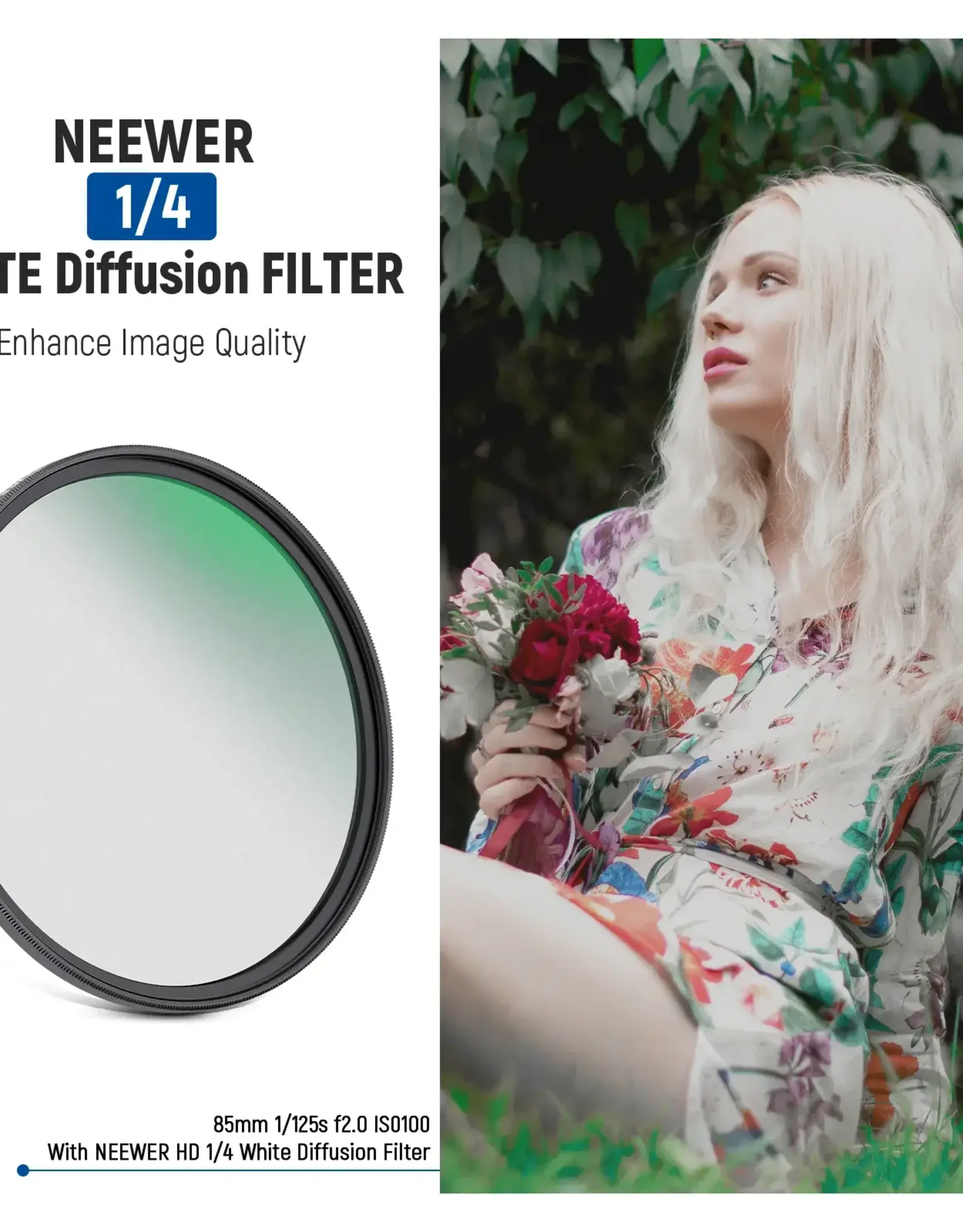 Neewer NEEWER Soft White Diffusion 1/4 Filter 62mm CLOSEOUT
