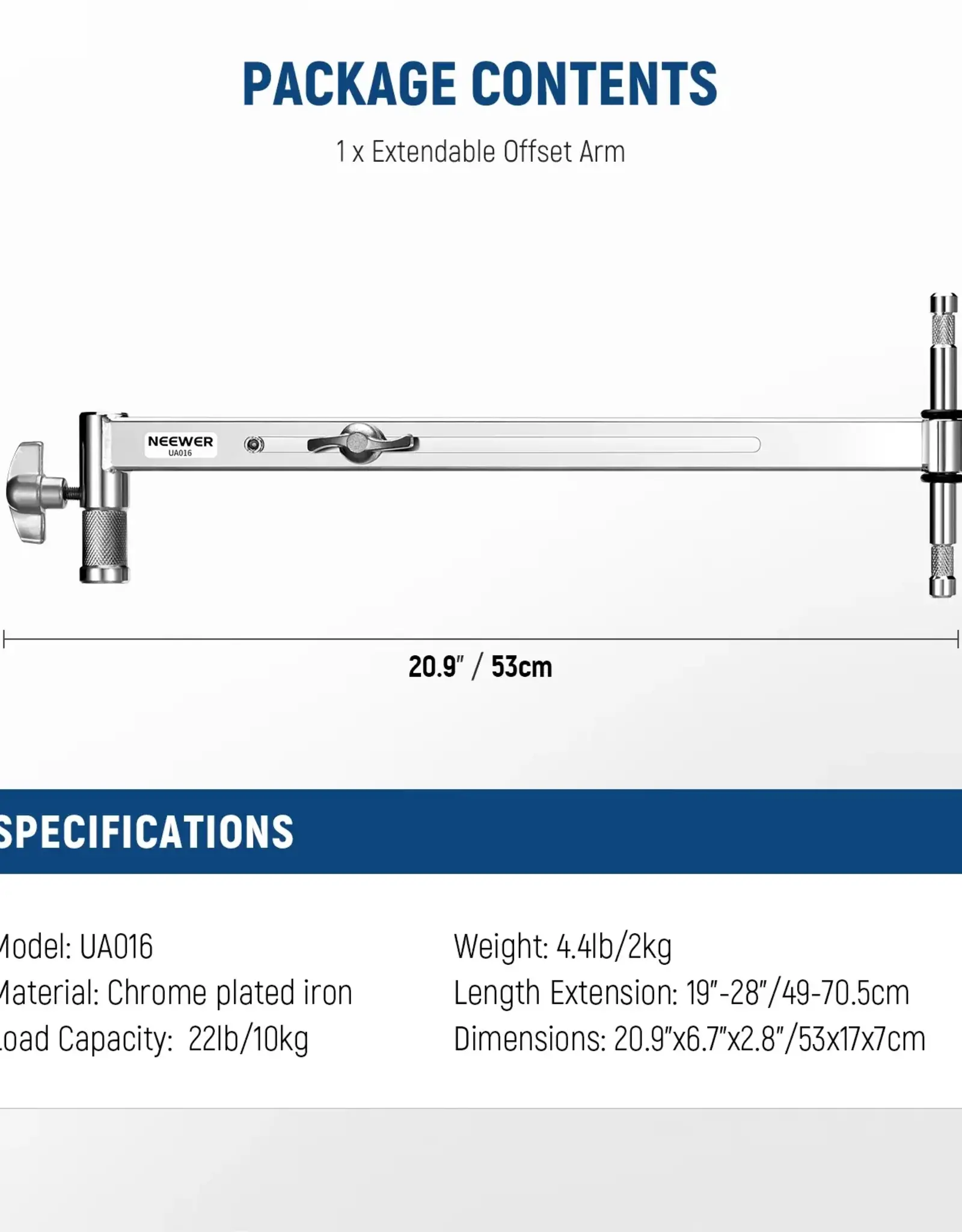 Neewer NEEWER UA016 Offset Arm with 5/8" Baby Pins CLOSEOUT