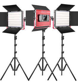 GVM GVM RGB LED Studio Video Light Bi-Color Soft 3-Light Panel Kit CLOSEOUT