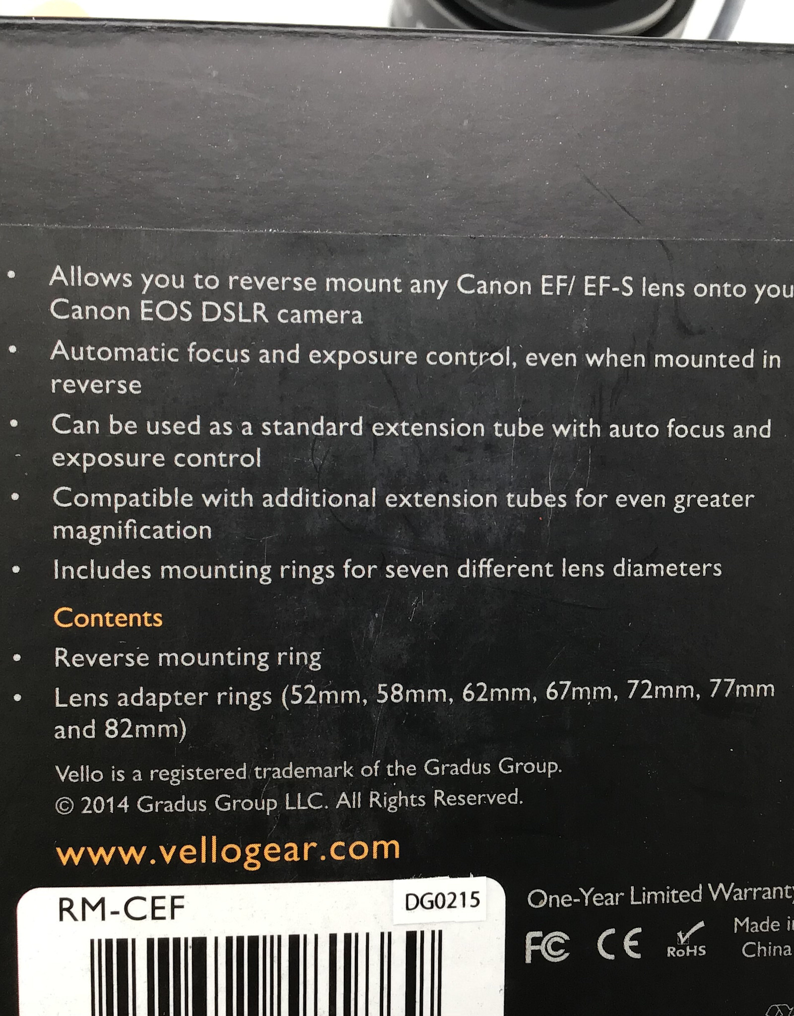 Vello Macrofier RM-CEF for Canon EF in Box Used EX