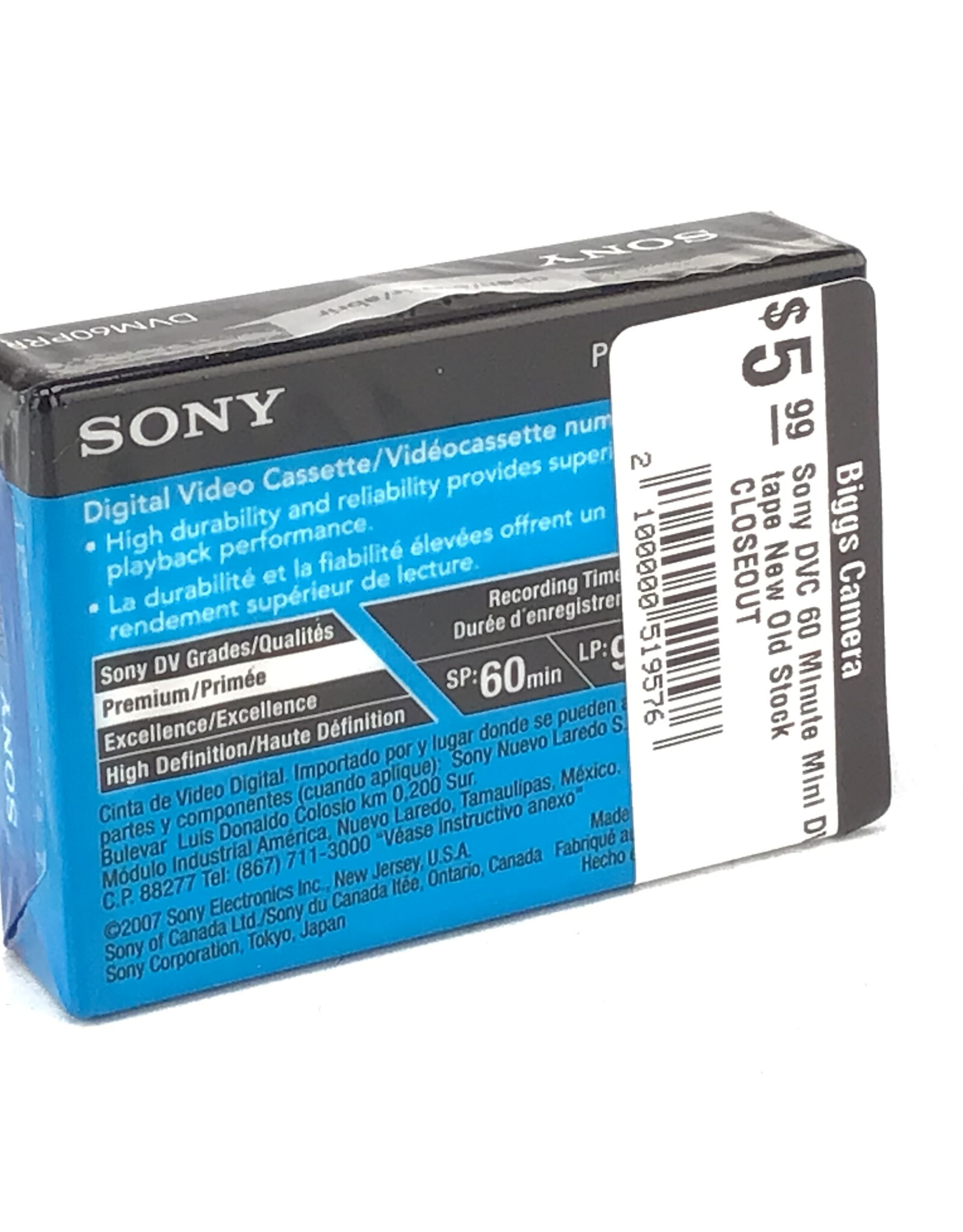 SONY Sony DVC 60 Minute Mini DV tape New Old Stock CLOSEOUT